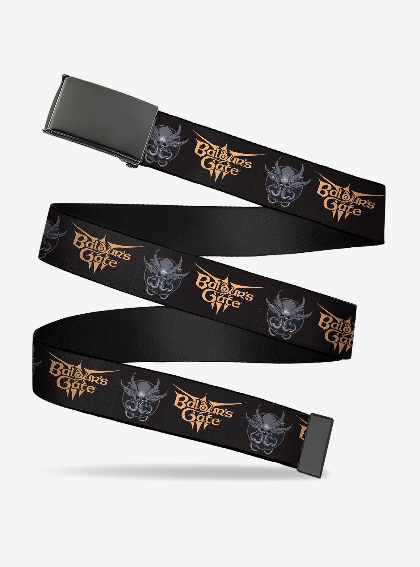Baldur's Gate III Title Logo Mind Flayer Icon Clamp Buckle Belt