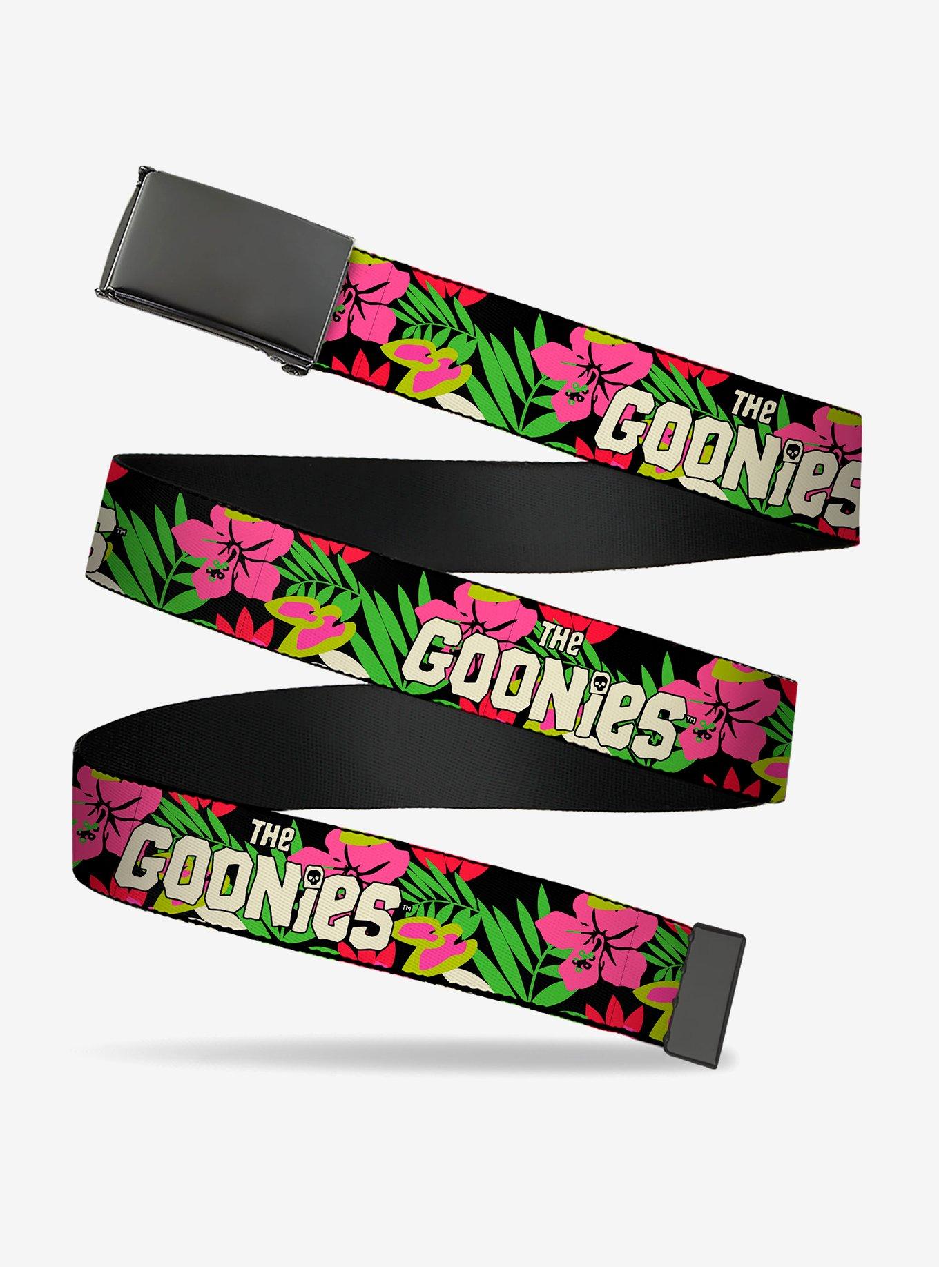The Goonies Title Logo Hawaiian Shirt Print Black Clamp Buckle Belt, , hi-res