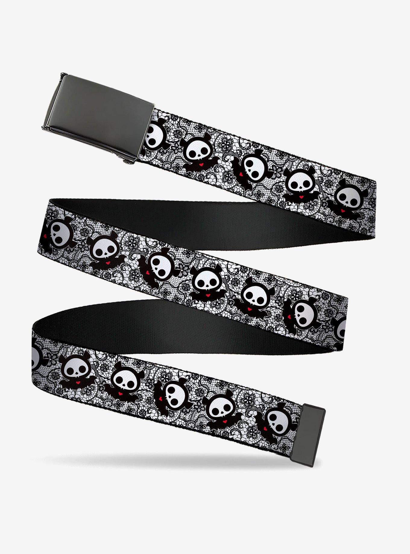 Skelanimals Diego The Bat Pose Lace Print Clamp Buckle Belt, , hi-res