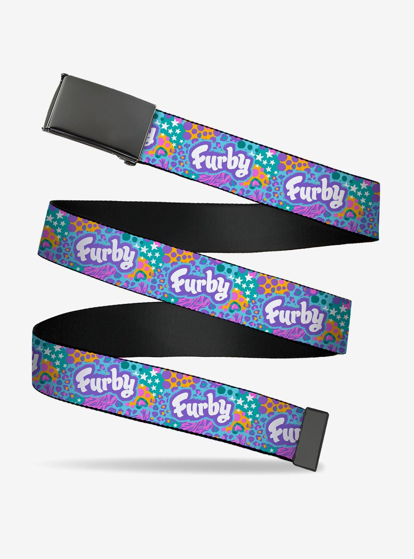 Furby Title Logo and Fur Prints Collage Multi Clamp Buckle Belt