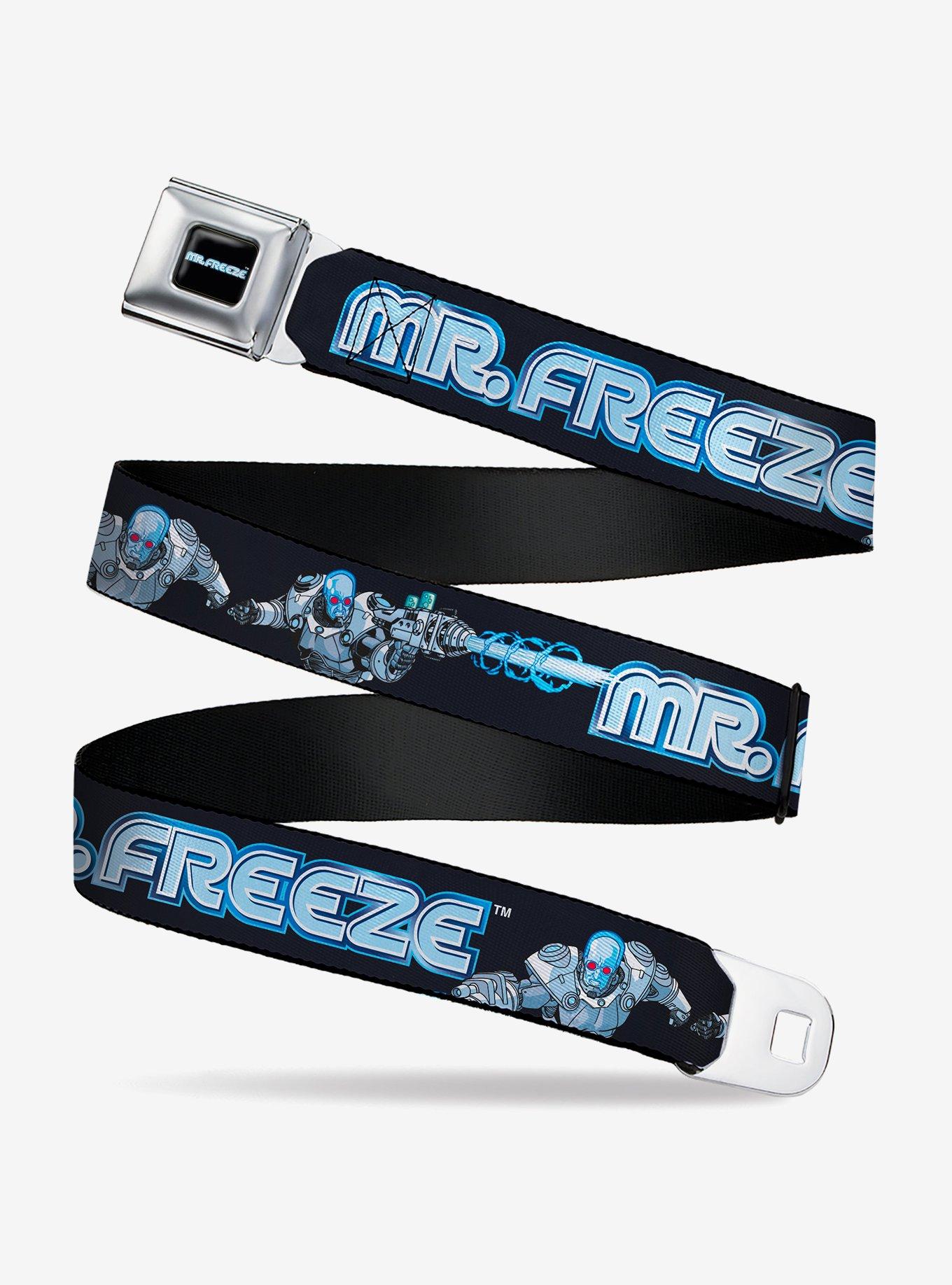 DC Comics Batman Villain Mr Freeze Poses and Logo Seatbelt Buckle Belt, , hi-res