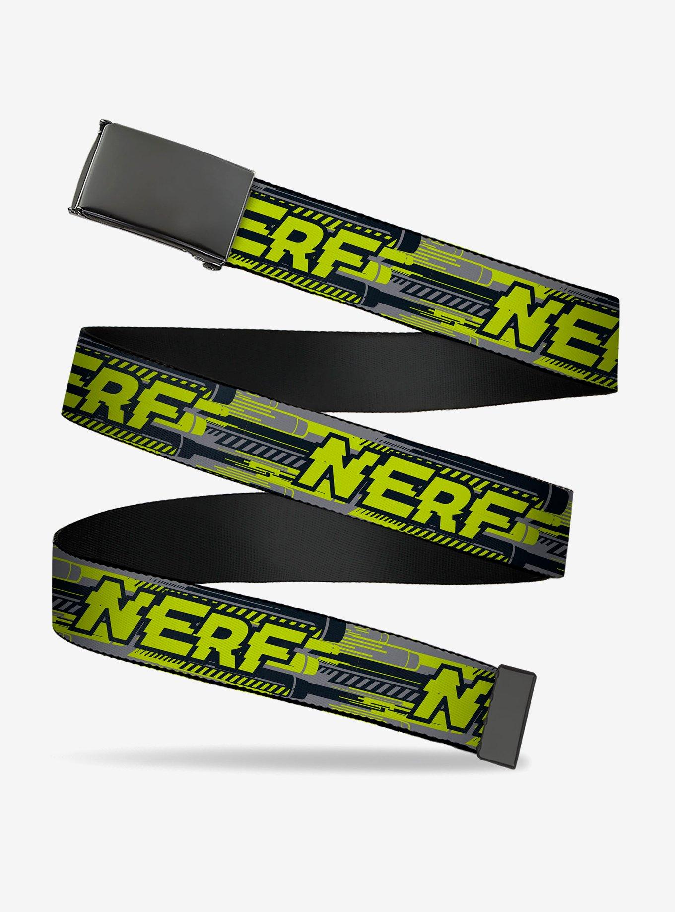 Nerf Text Glitch Logo Black Clamp Buckle Belt