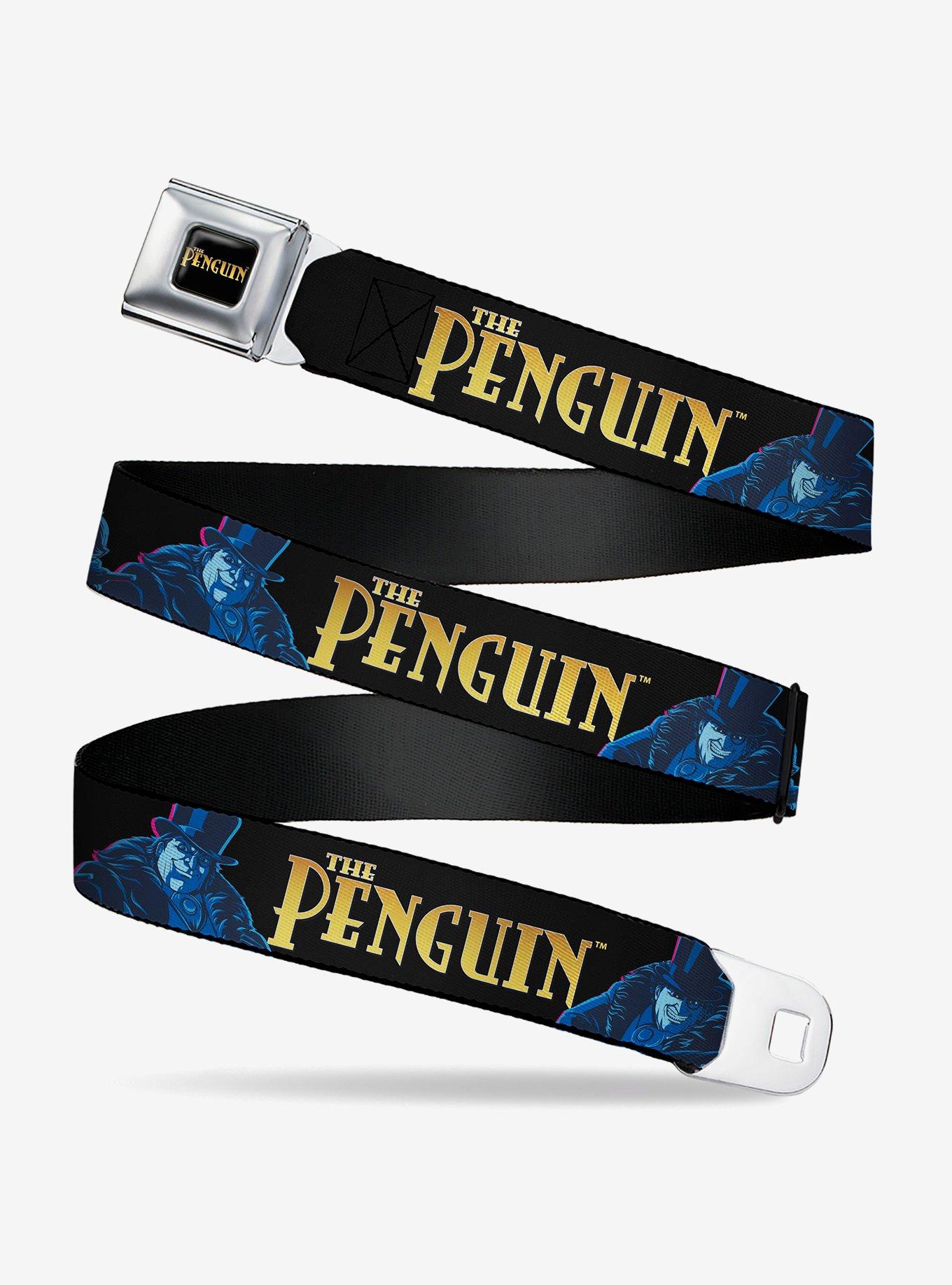 DC Comics Batman Villain The Penguin Poses and Logo Black Seatbelt Buckle Belt, , hi-res