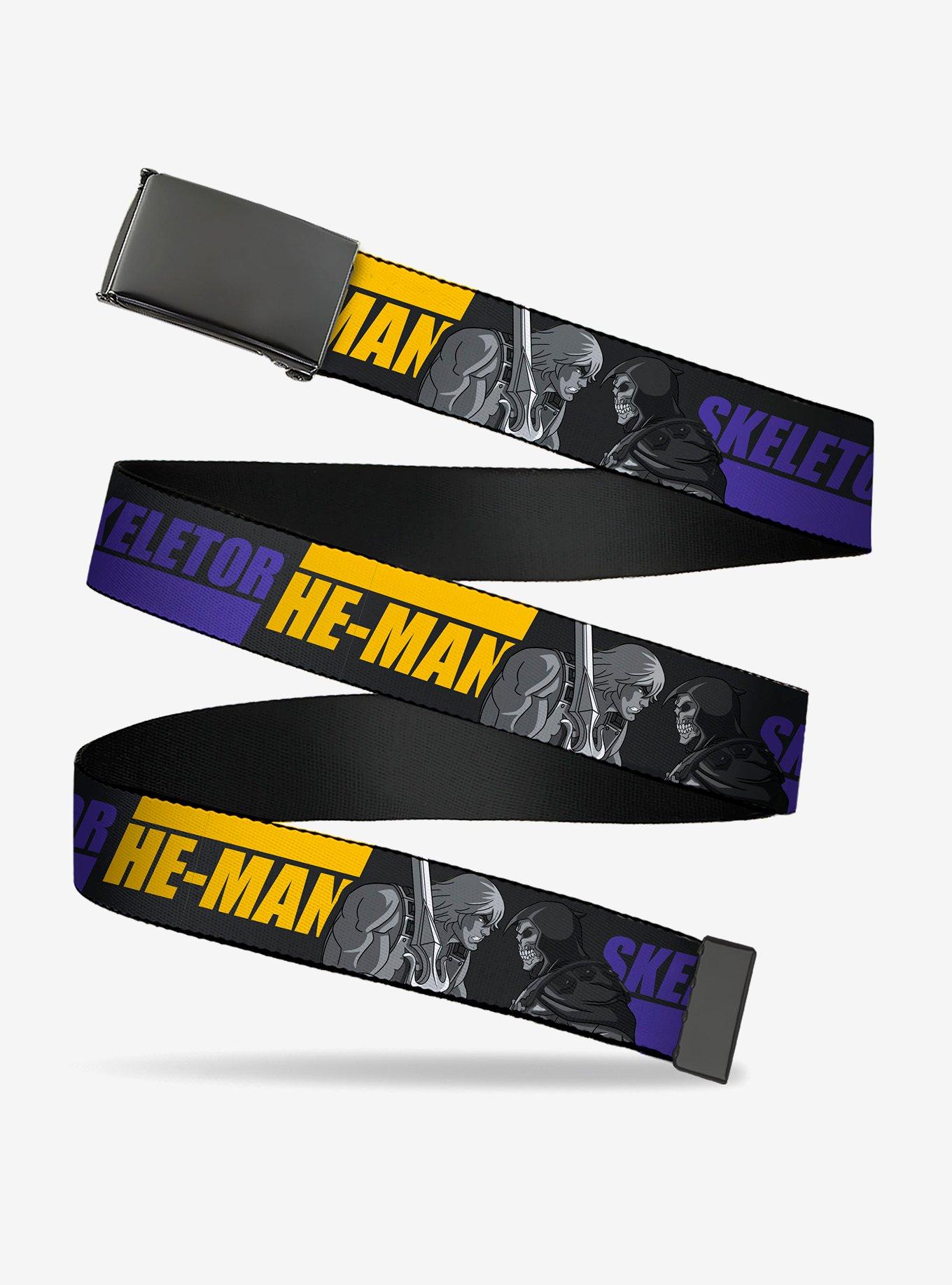 Masters of The Universe He Man and Skeletor Face Off Pose Black Clamp Buckle Belt, , hi-res