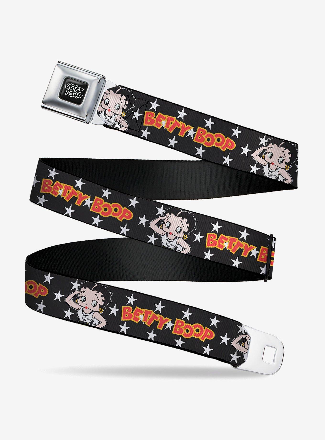 Betty Boop Salute Pose and Text Stars Seatbelt Buckle Belt, , hi-res