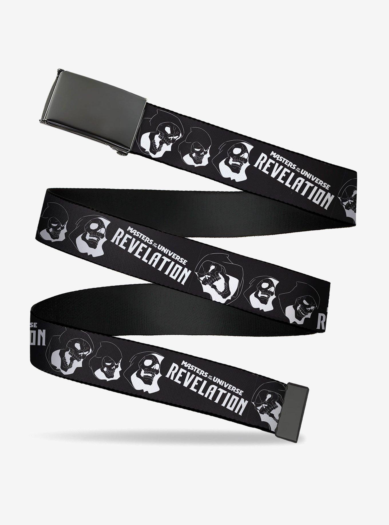 Masters of The Universe Revelation Logo and Skeletor Expressions Clamp Buckle Belt