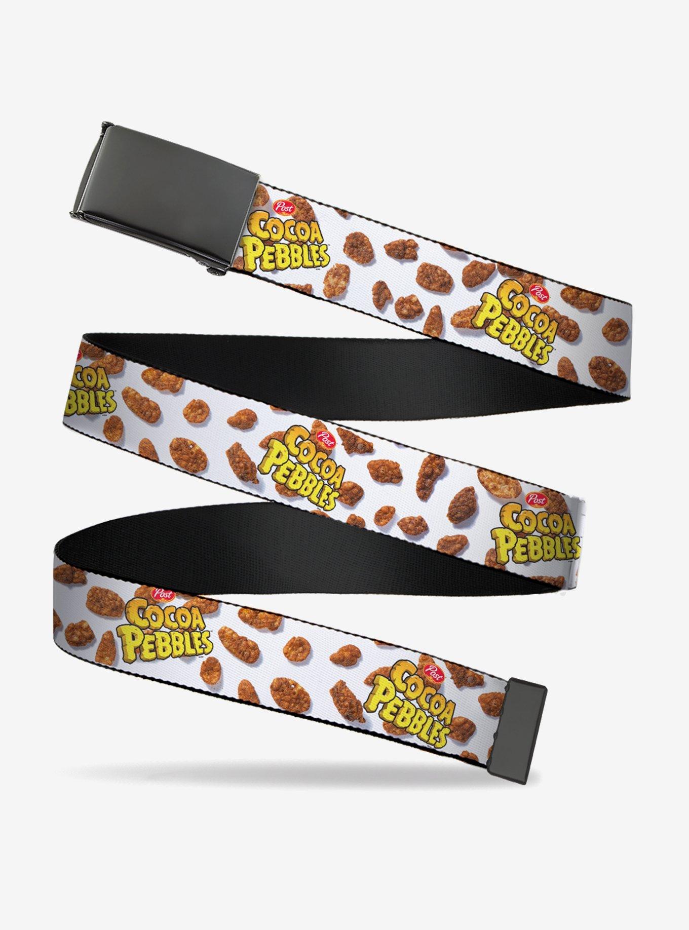 Post Cocoa Pebbles Logo and Cereal Scattered Clamp Buckle Belt, , hi-res