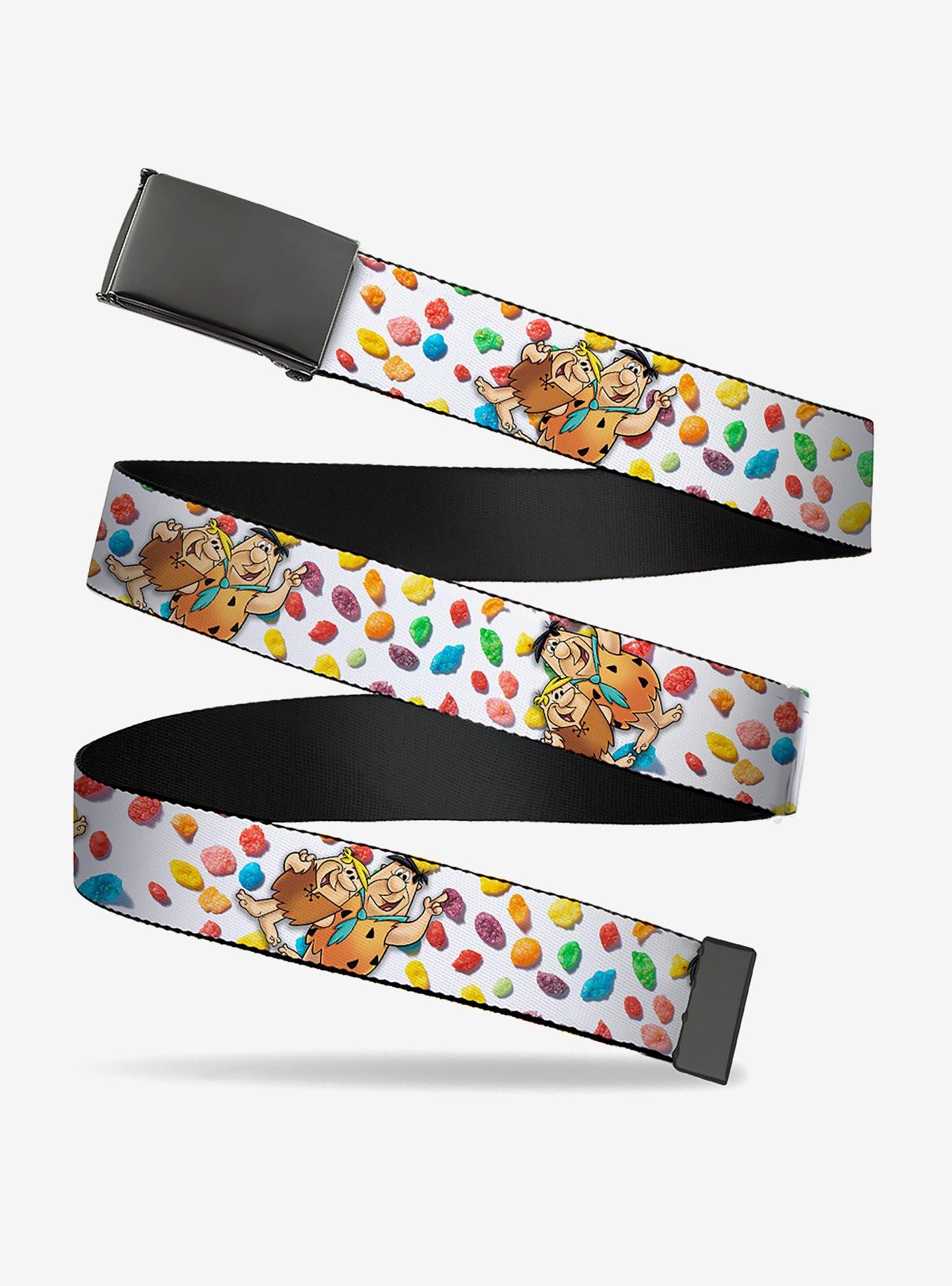 Fruity Pebbles Fred and Barney Pose and Cereal Multi Clamp Buckle Belt