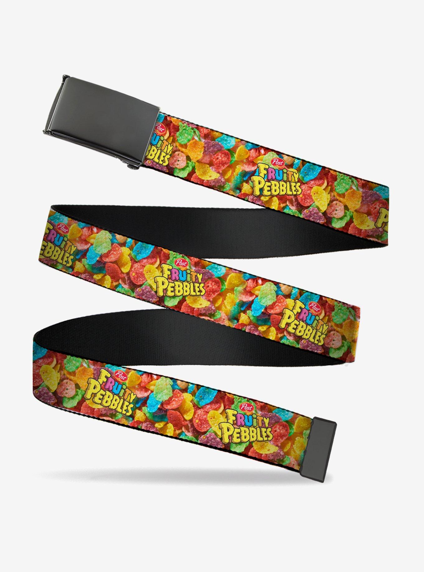 Post Fruity Pebbles Logo and Vivid Cereal Multi Clamp Buckle Belt