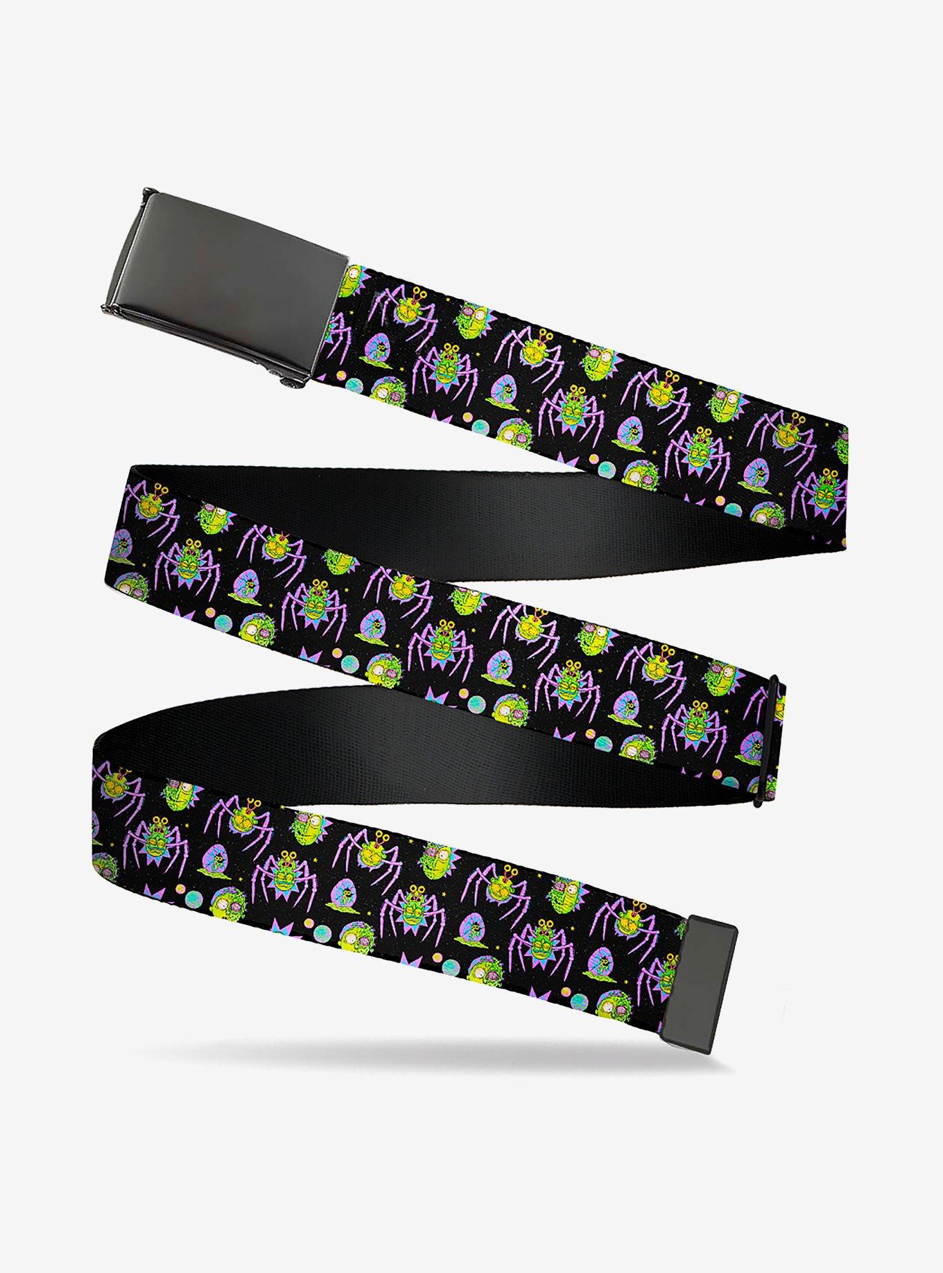 Rick and Morty Mutants and Things Collage Clamp Buckle Belt, , hi-res