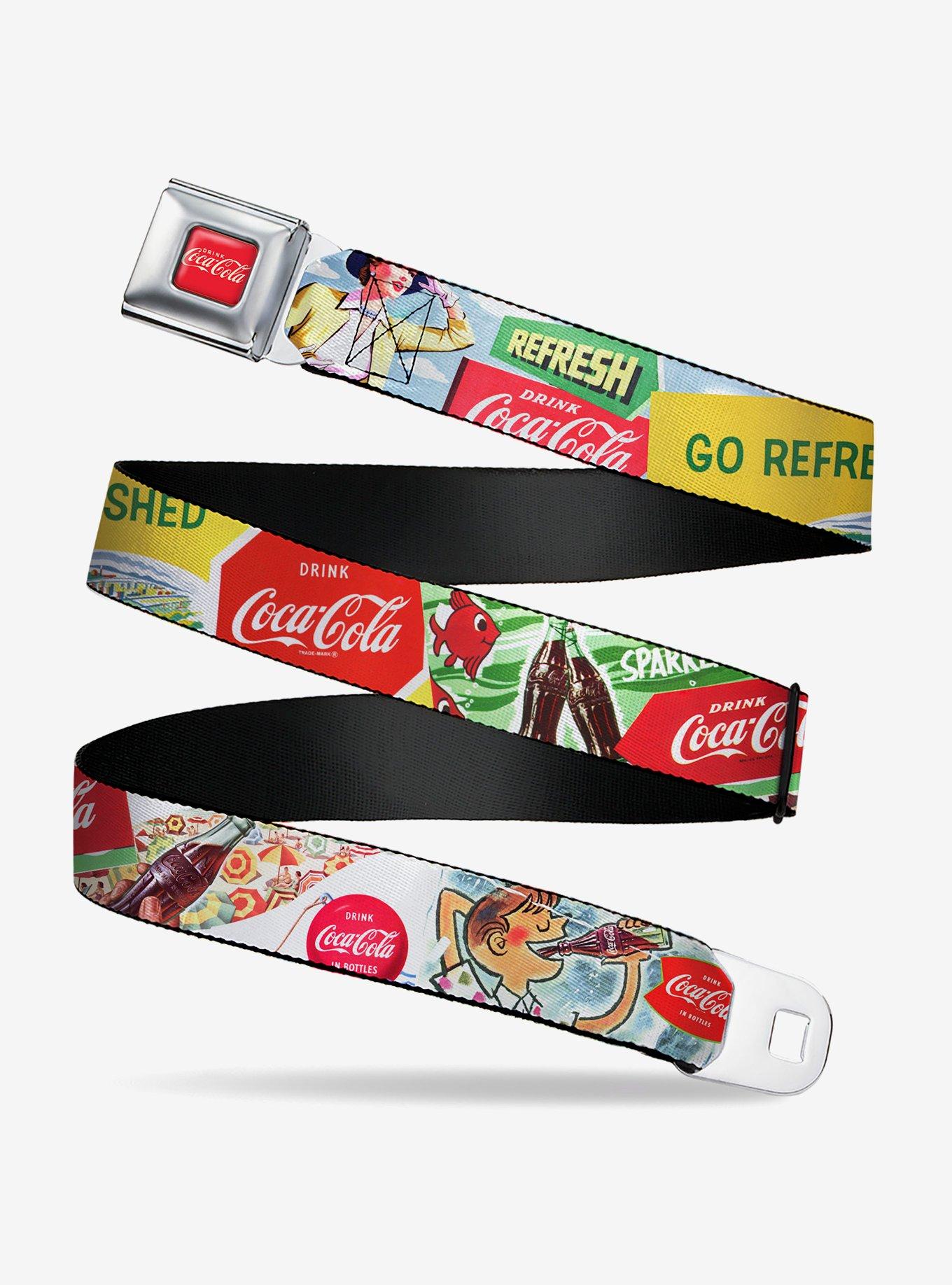 Vintage Coca-Cola Go Refreshed Ads and Icons Collage Seatbelt Buckle Belt, , hi-res