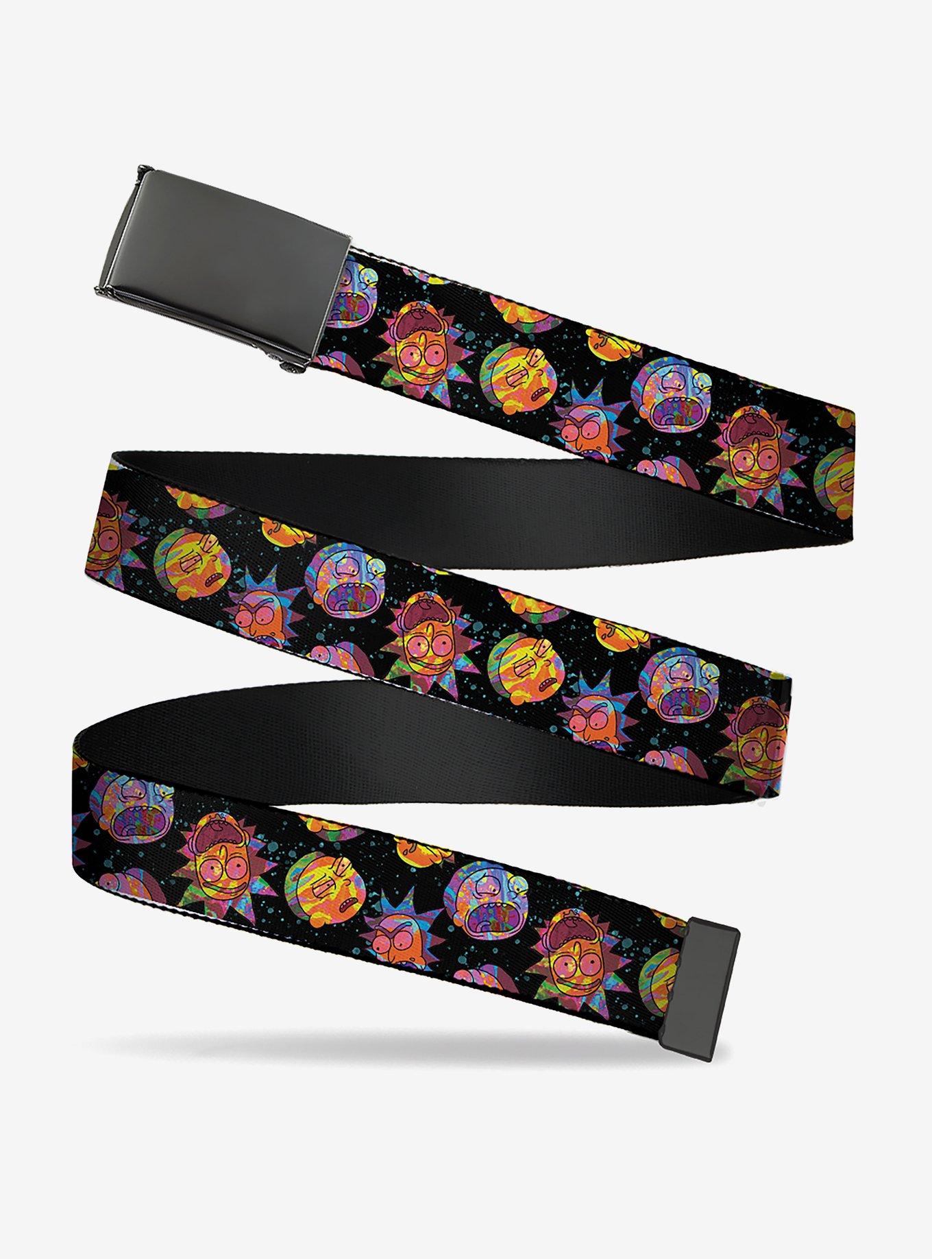 Rick and Morty Vaporwave Expressions Scattered Multi Clamp Buckle Belt, , hi-res