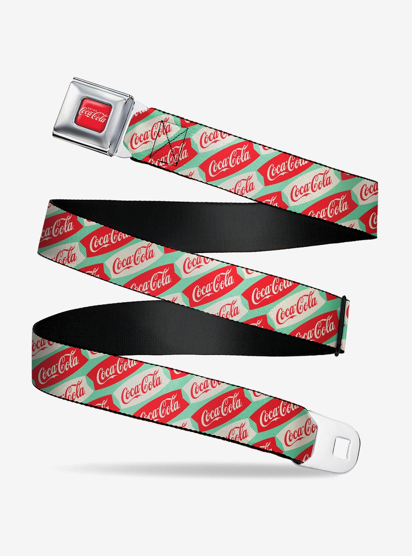 Coca-Cola Script Marquee Logo Green Seatbelt Buckle Belt