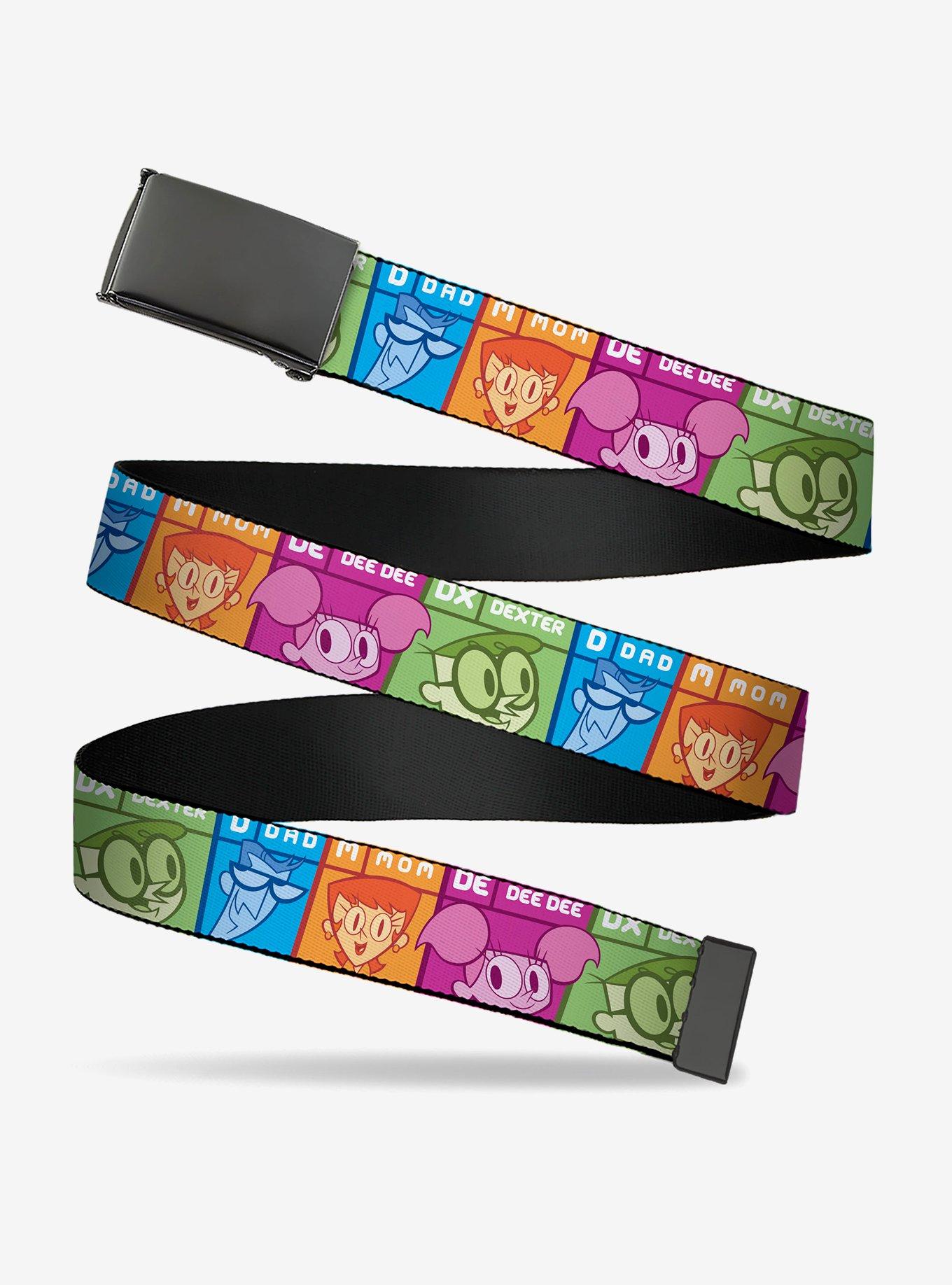 Dexter's Laboratory Four Character Pose Blocks Multi Clamp Buckle Belt, , hi-res