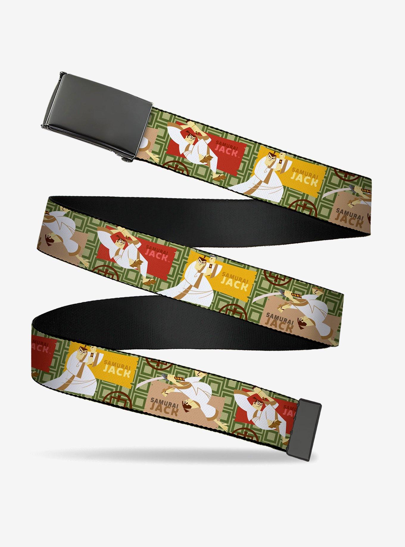 Samurai Jack Title Logo and Action Pose Scenes Clamp Buckle Belt