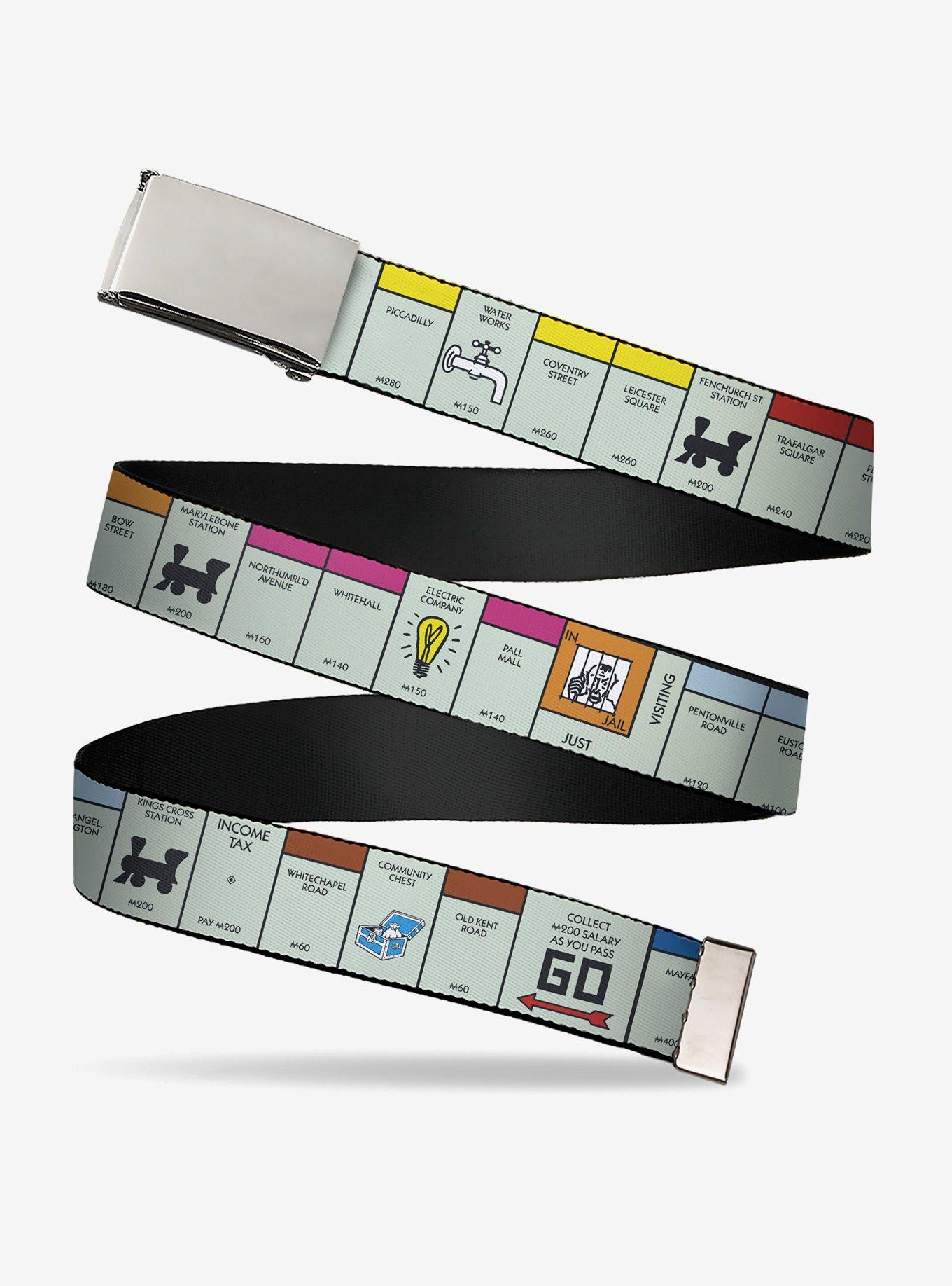 Monopoly British UK Game Board Space Blocks Clamp Buckle Belt, , hi-res