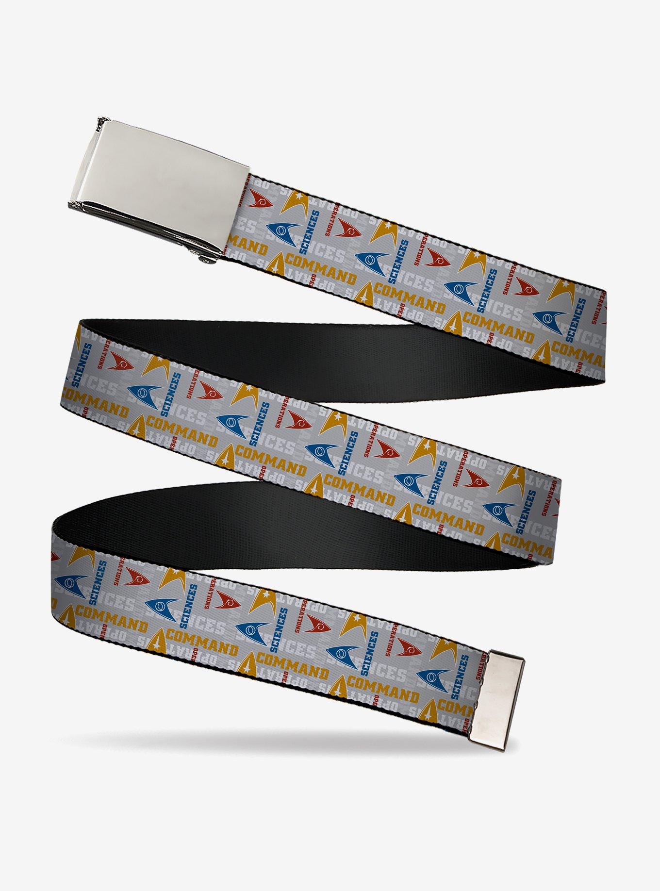 Star Trek Starfleet Insignias and Text Collage Multi Clamp Buckle Belt
