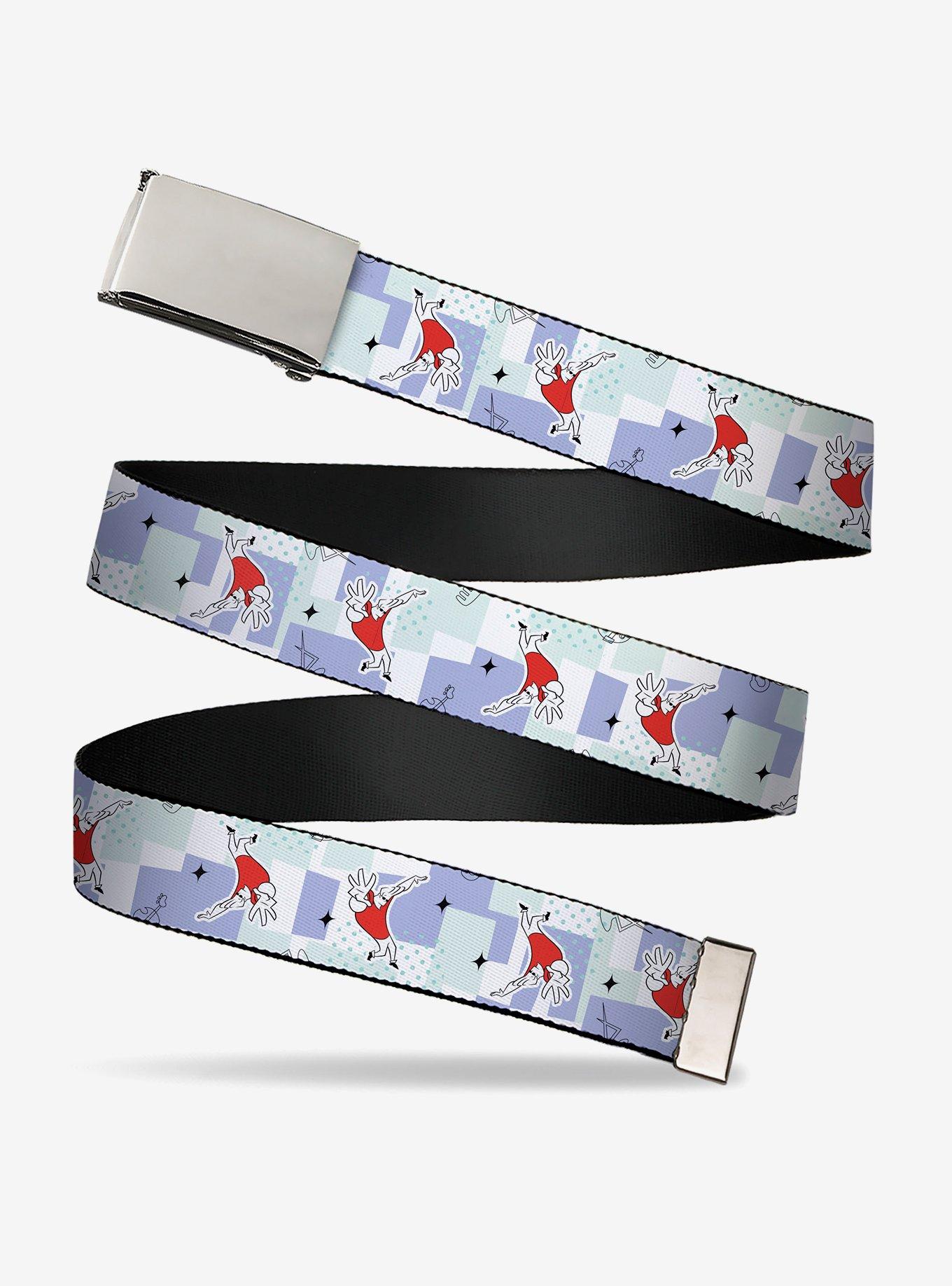 Johnny Bravo Hands Up Pose and Stars Clamp Buckle Belt