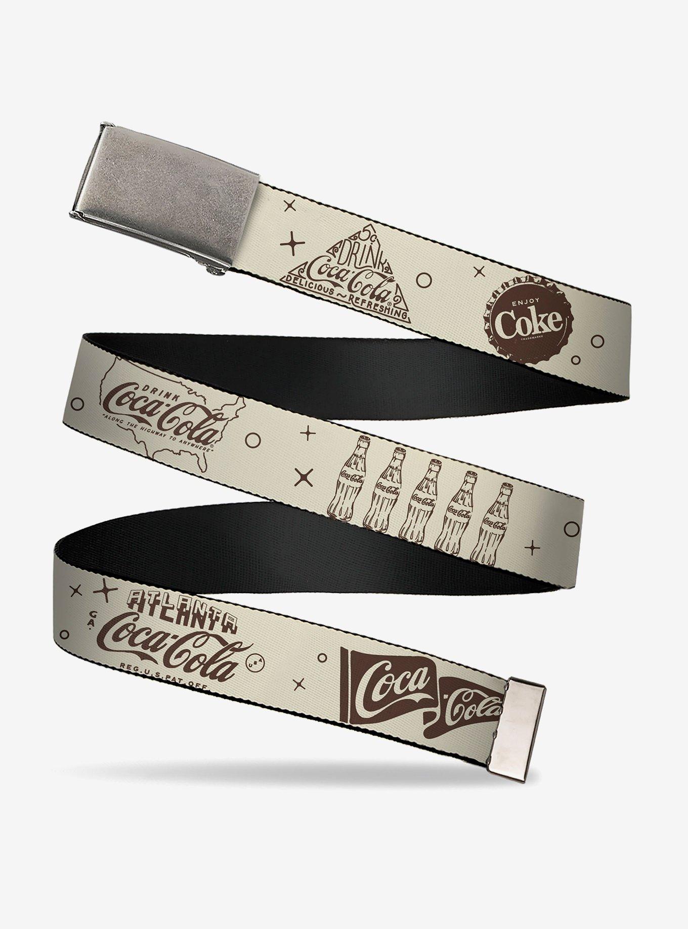 Vintage Coca-Cola Coke Icons and Ad Logos Clamp Buckle Belt, , hi-res