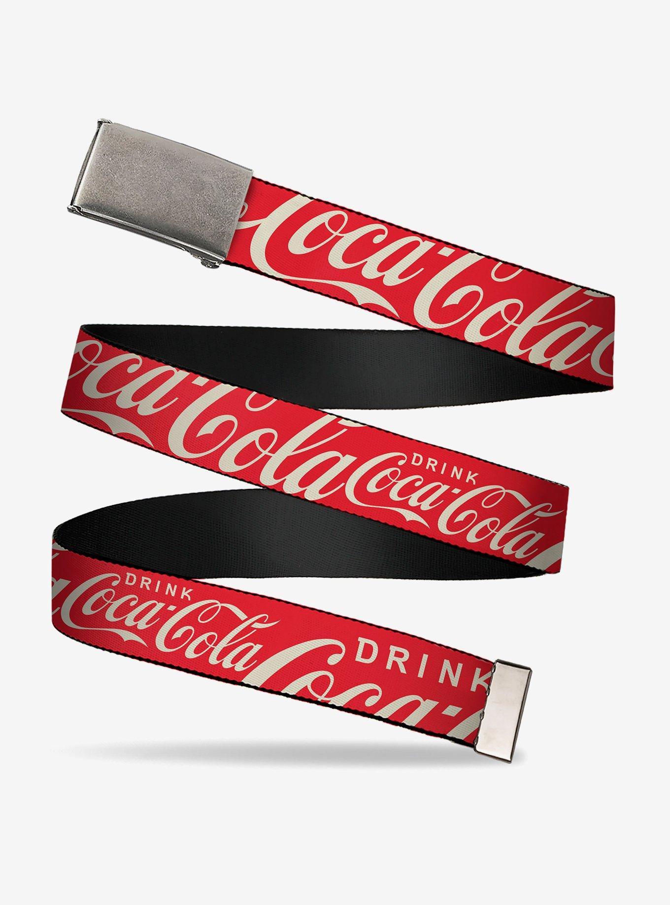 Drink Coca-Cola Typography Logo Scattered Clamp Buckle Belt, , hi-res
