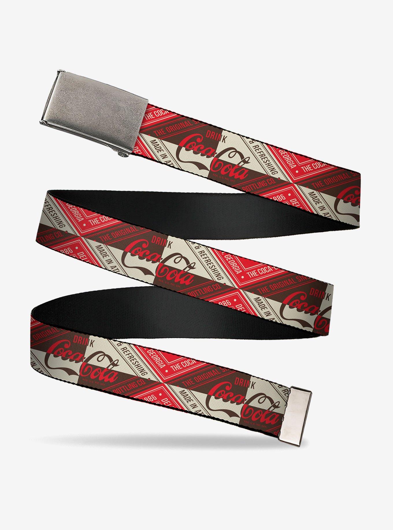 Drink Coca-Cola Coke Diamond Blocks Clamp Buckle Belt