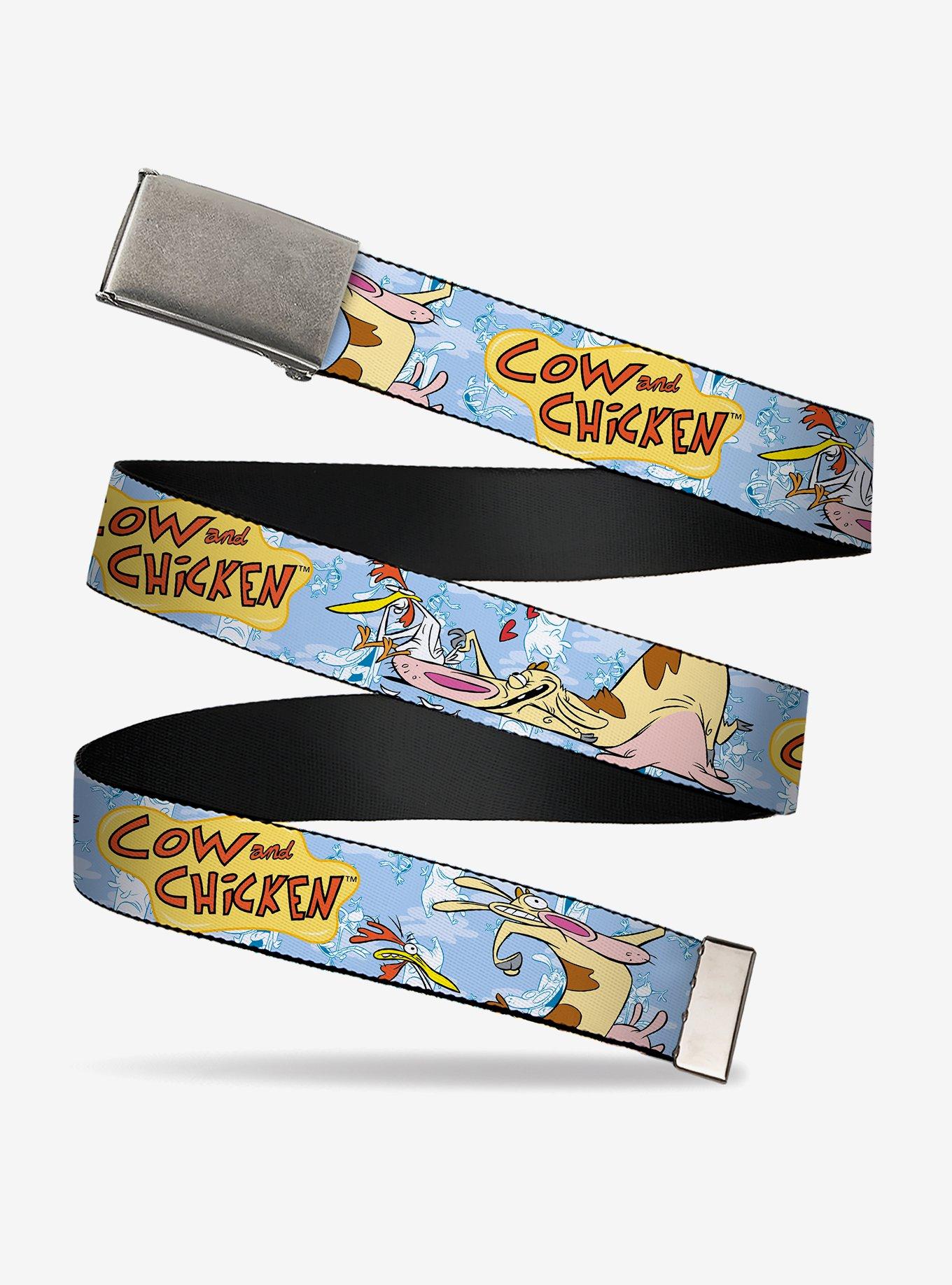 Cow and Chicken Title Logo and Character Poses Clamp Buckle Belt, , hi-res