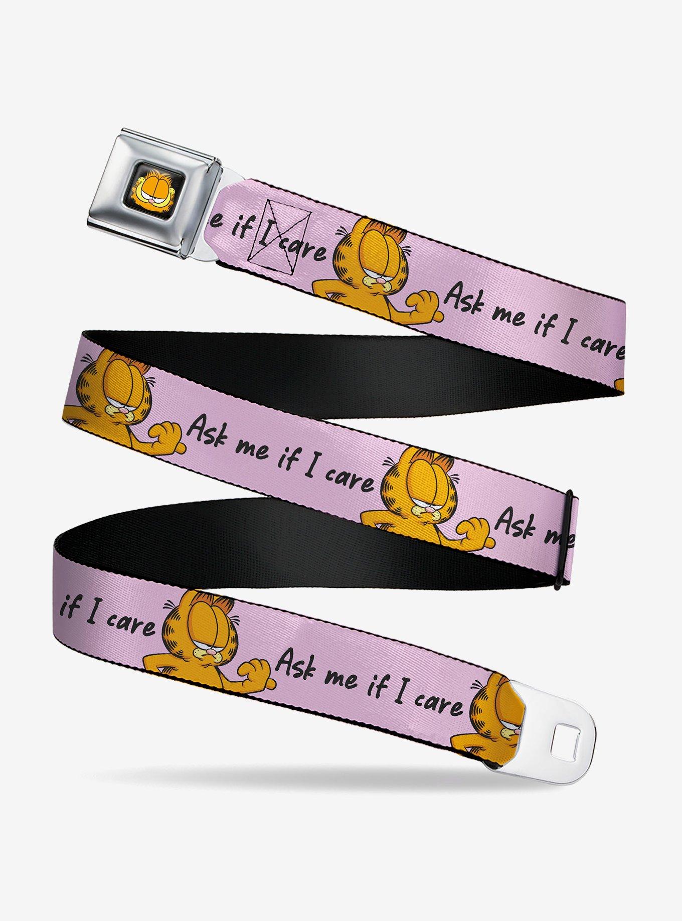 Garfield Ask Me If I Care Pose Pink Seatbelt Buckle Belt, , hi-res