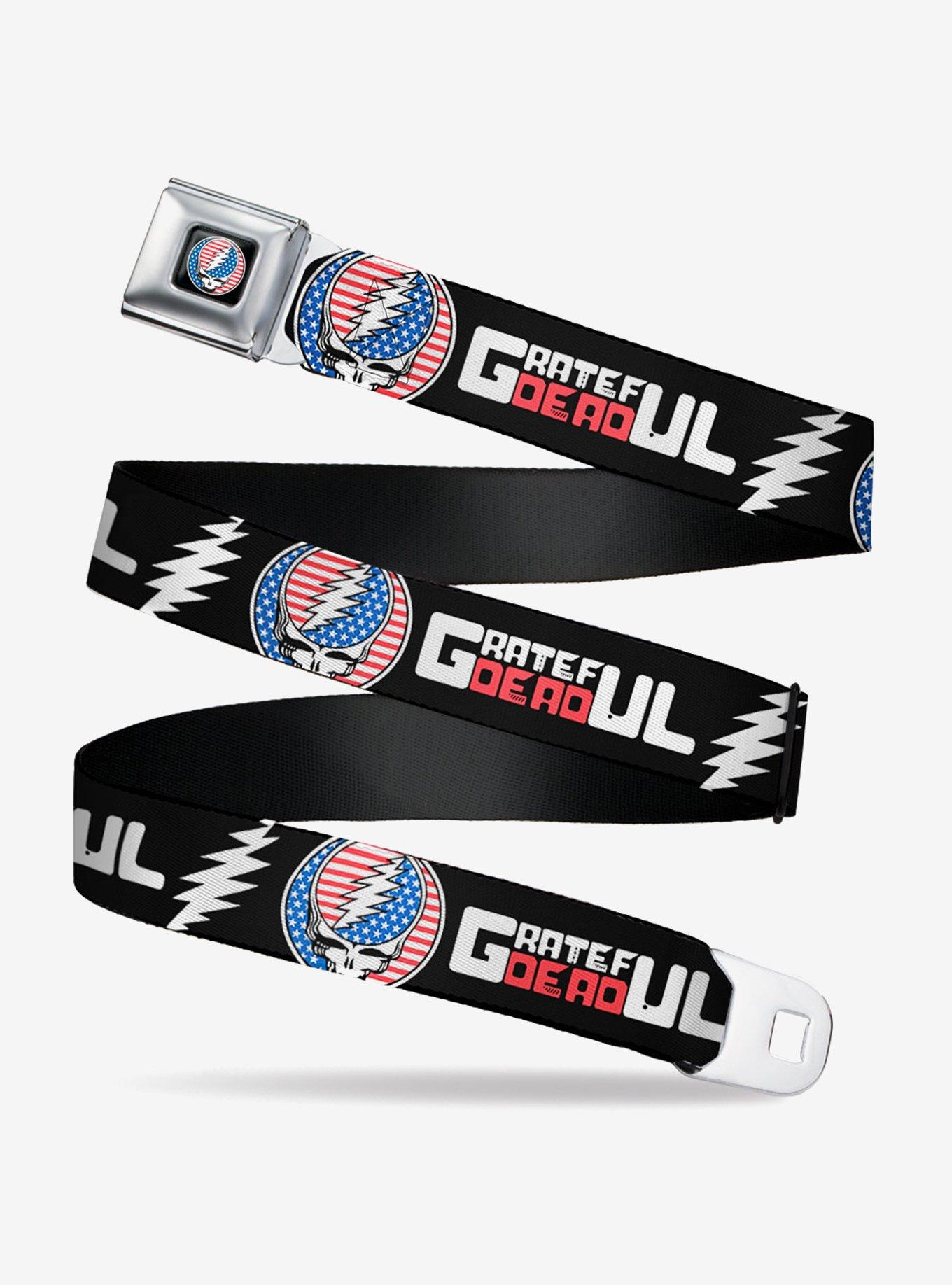 Grateful Dead Steal Your Face Stars and Stripes Logo Seatbelt Buckle Belt, , hi-res