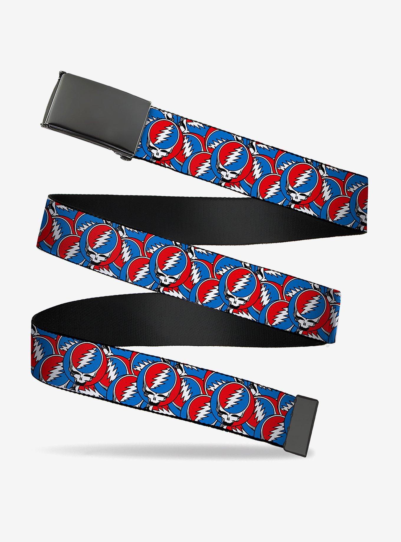 Grateful Dead Steal Your Face Logo Stacked Clamp Buckle Belt, , hi-res