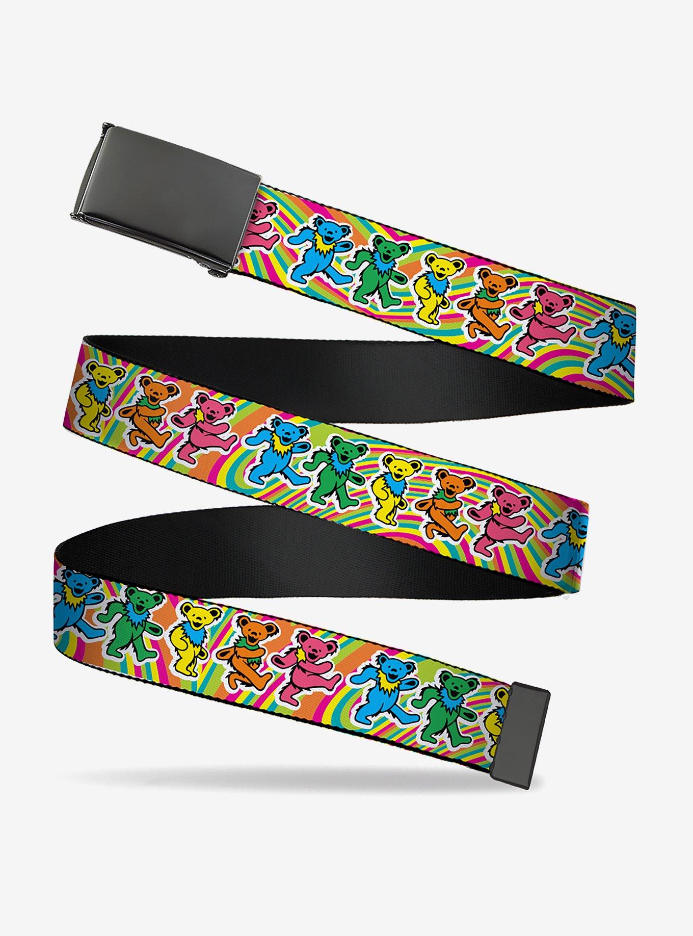 Grateful Dead Dancing Bears Swirl Multi Clamp Buckle Belt