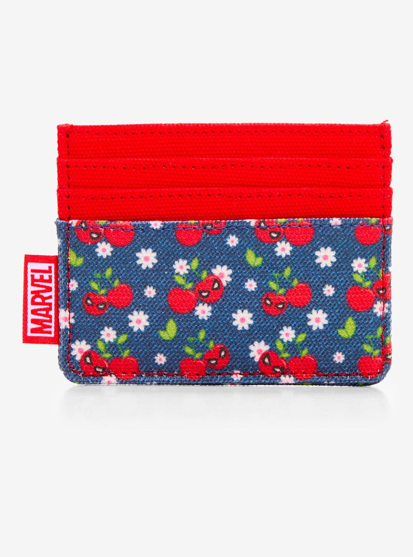 Loungefly Marvel Spider-Man Floral Cherries Denim Cardholder - BoxLunch Exclusive