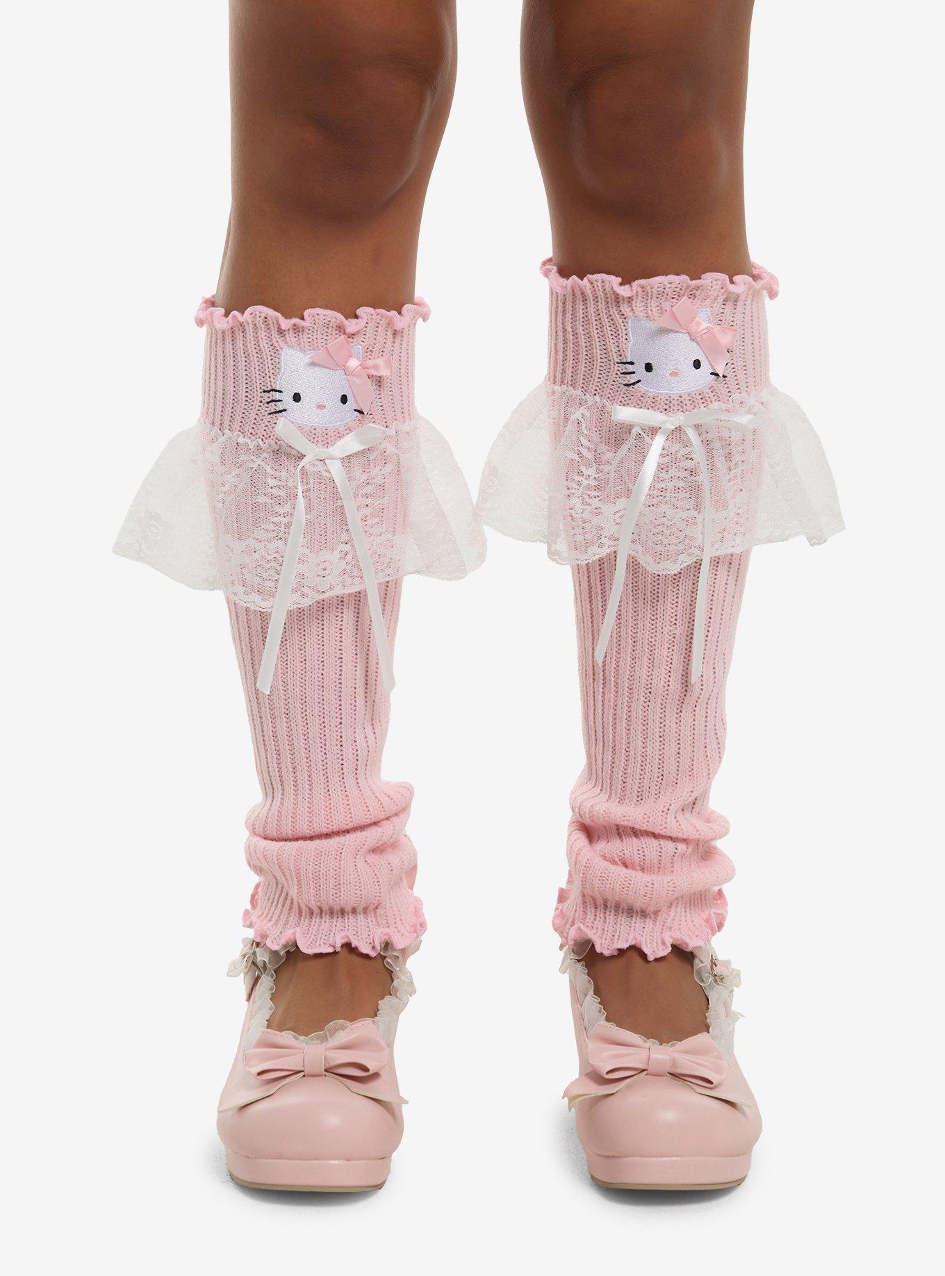 Hello Kitty Ribbon Lace Trim Leg Warmers, , hi-res