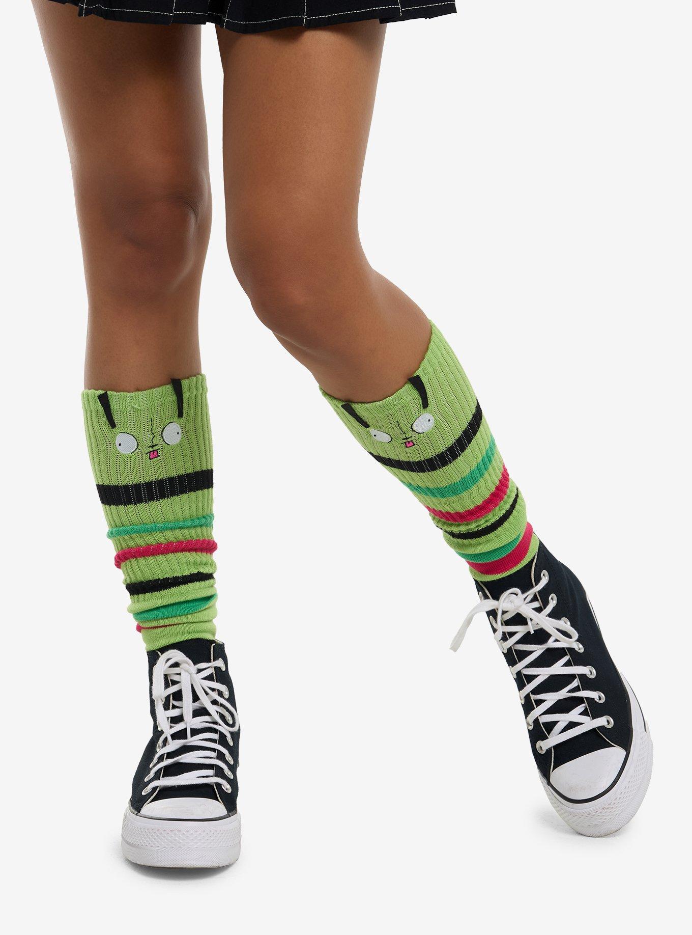 Invader Zim GIR Stripe Slouch Socks, , hi-res