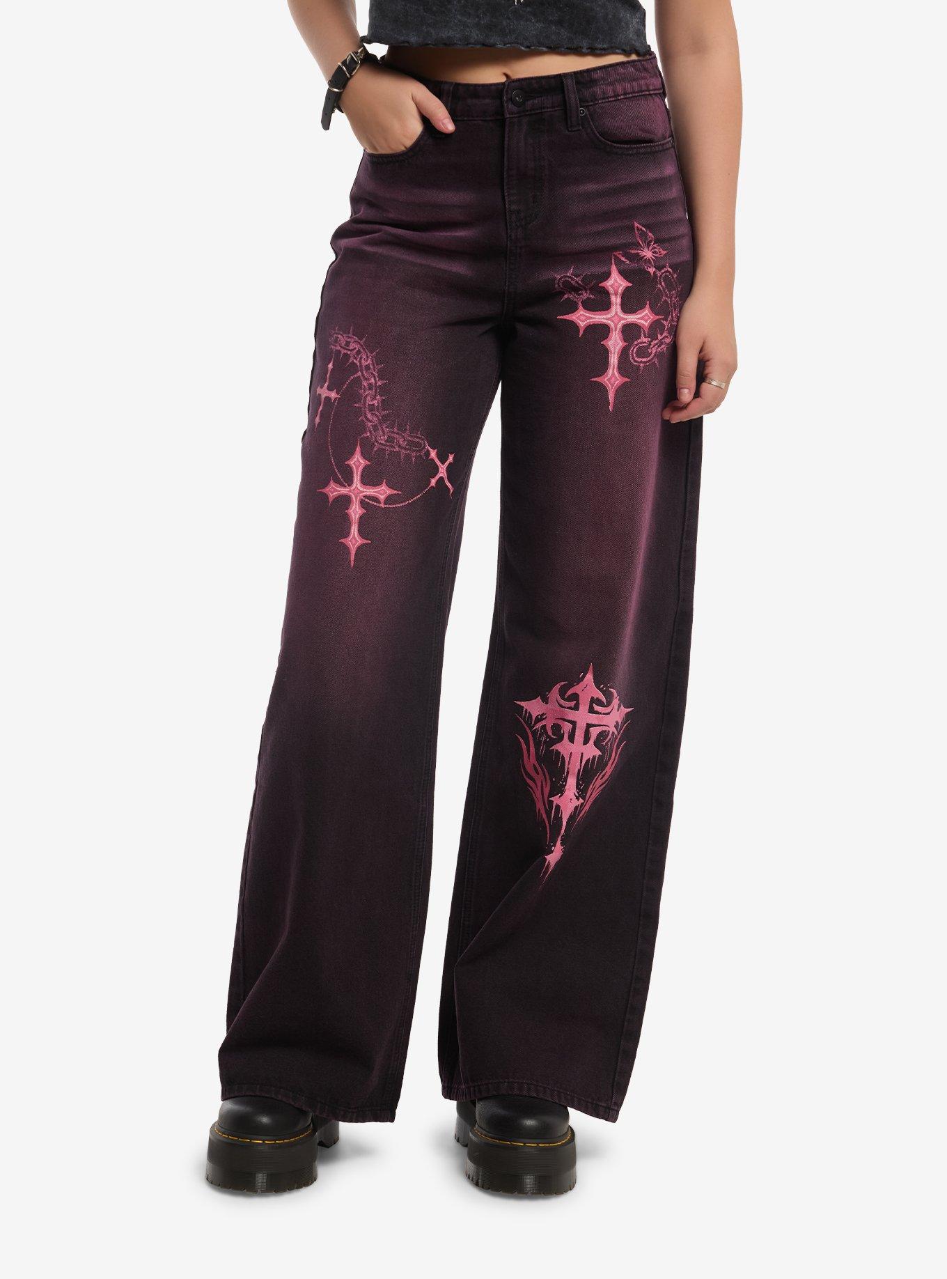 SWEETSOCIETY Sweet Society Cross Chain Pink Wash Jeans