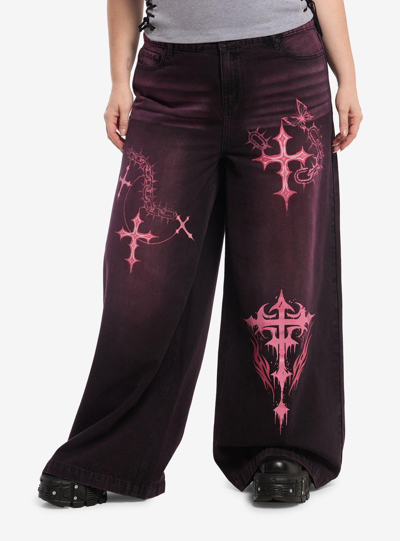 Sweet Society Cross Chain Pink Wash Jeans Plus Size, , hi-res