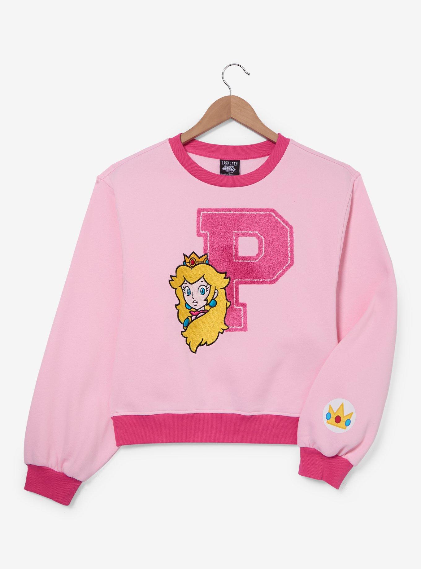 Nintendo Super Mario Bros. Princess Peach Women's Cropped Crewneck &mdash; BoxLunch Exclusive, , hi-res
