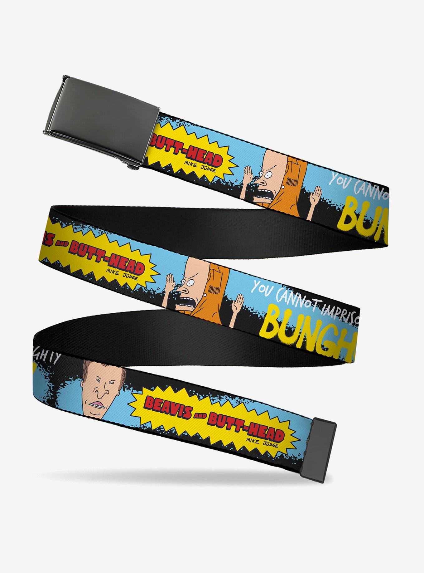 Beavis and Butt Head The Almighty Bunghole Pose Logo Black Clamp Buckle Belt, , hi-res