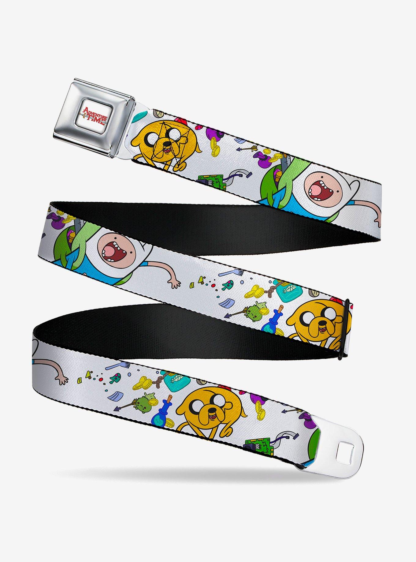 Adventure Time Jake and Finn Open Pack Pose Seatbelt Buckle Belt, , hi-res