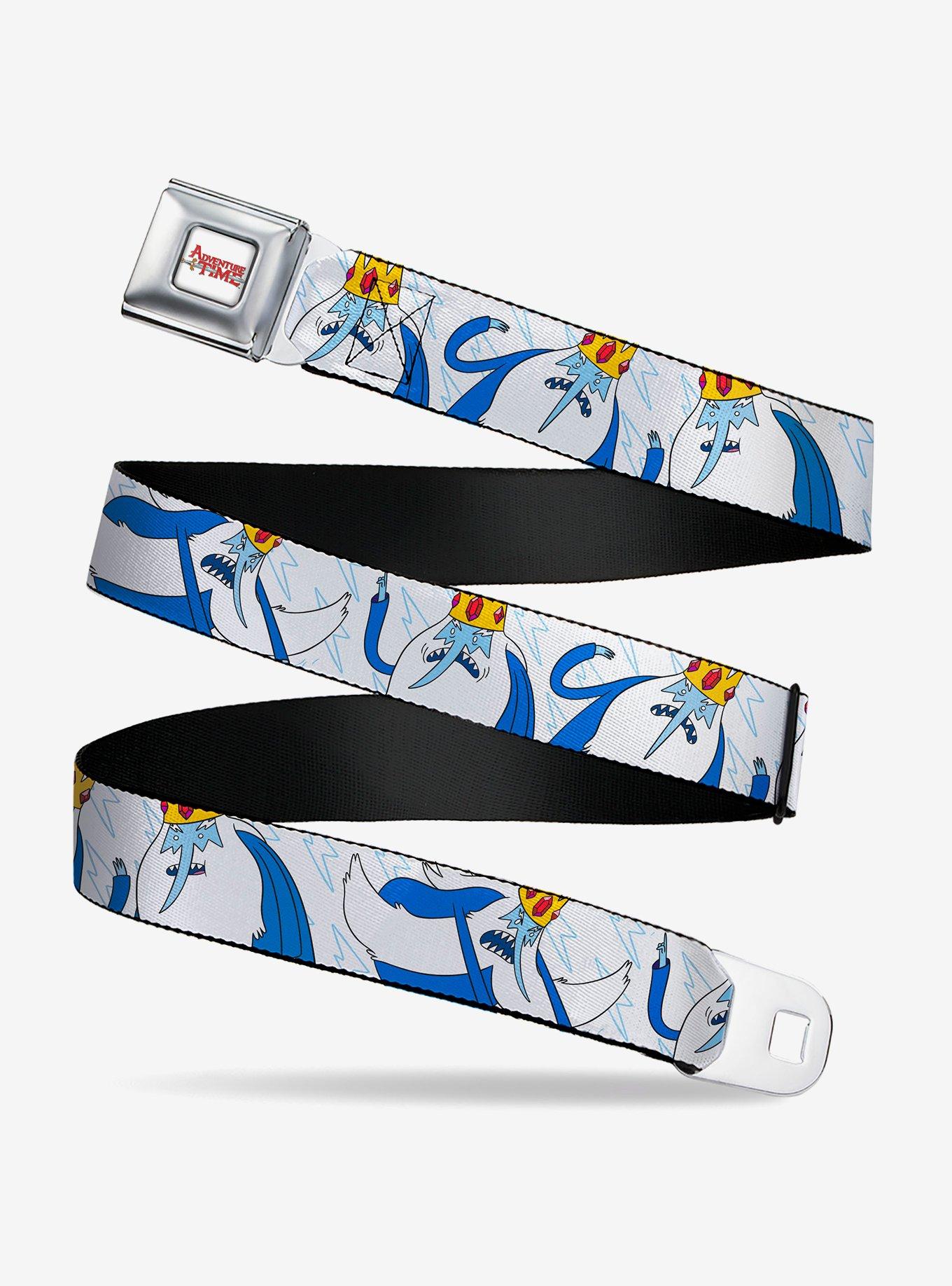 Adventure Time Ice King Poses and Bolts Blue Seatbelt Buckle Belt, , hi-res