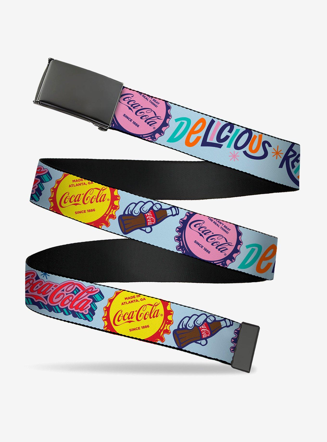 Coca-Cola Delicious Refreshing Enjoy Bottle Caps Multi Clamp Buckle Belt, , hi-res