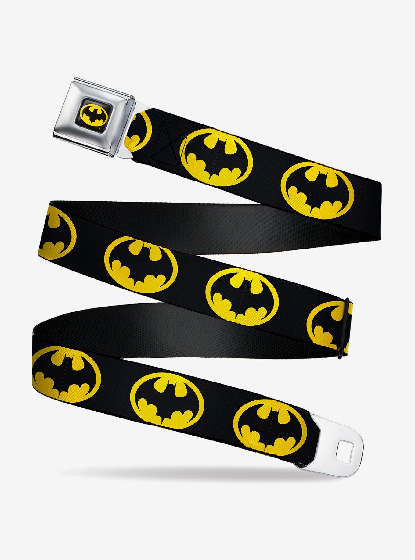 DC Comics Batman 1989 Logo Black Seatbelt Buckle Belt, , hi-res