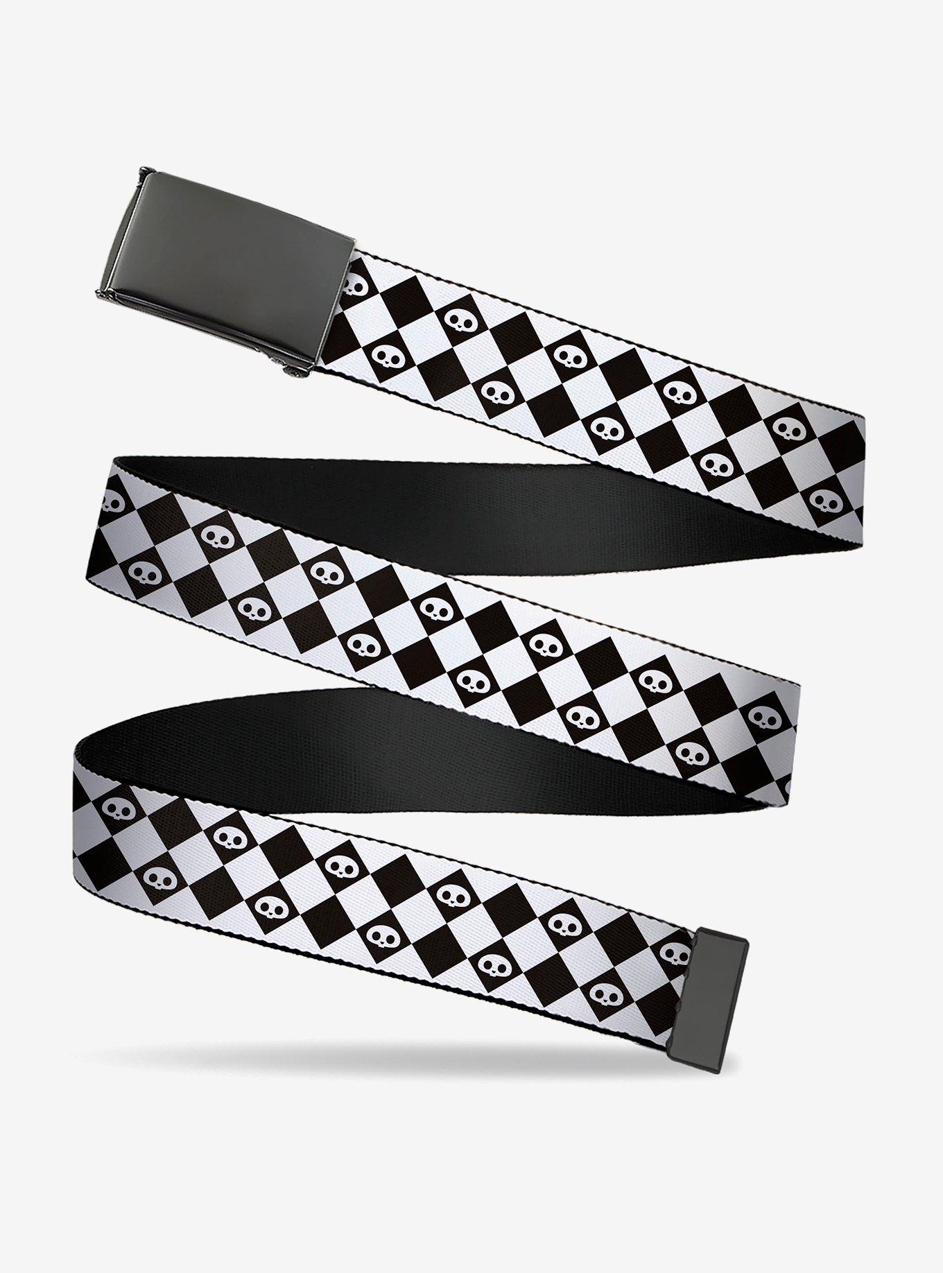 Skelanimals Face Logo Checker Clamp Buckle Belt, , hi-res