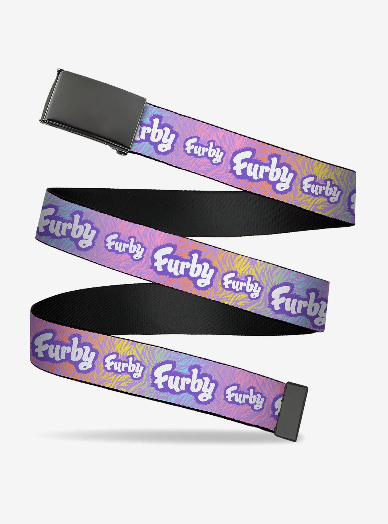 Furby Title Logo Fur Print Clamp Buckle Belt, , hi-res