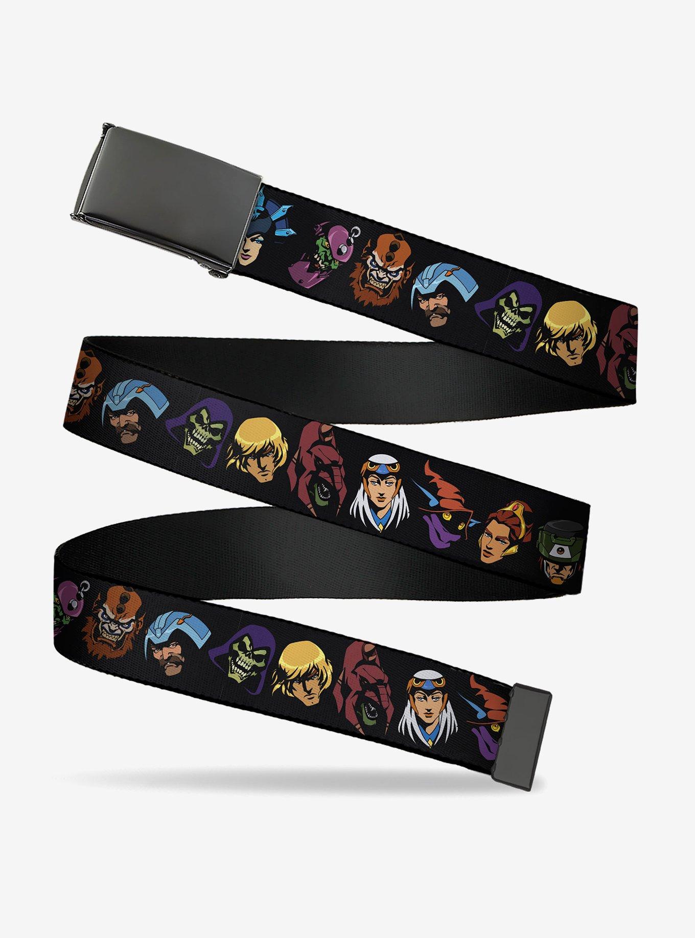 Masters of The Universe Heroes and Villains Faces Black Clamp Buckle Belt, , hi-res