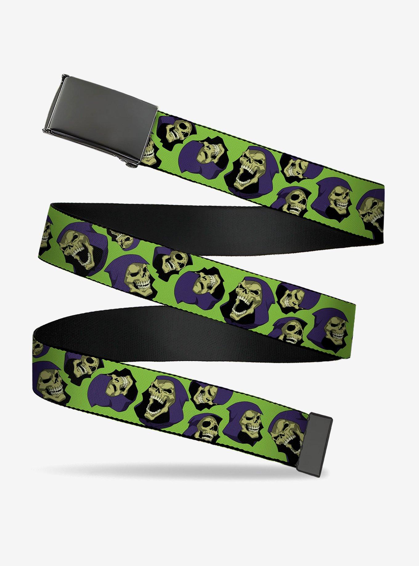 Masters of The Universe Skeletor Expressions Scattered Green Clamp Buckle Belt, , hi-res