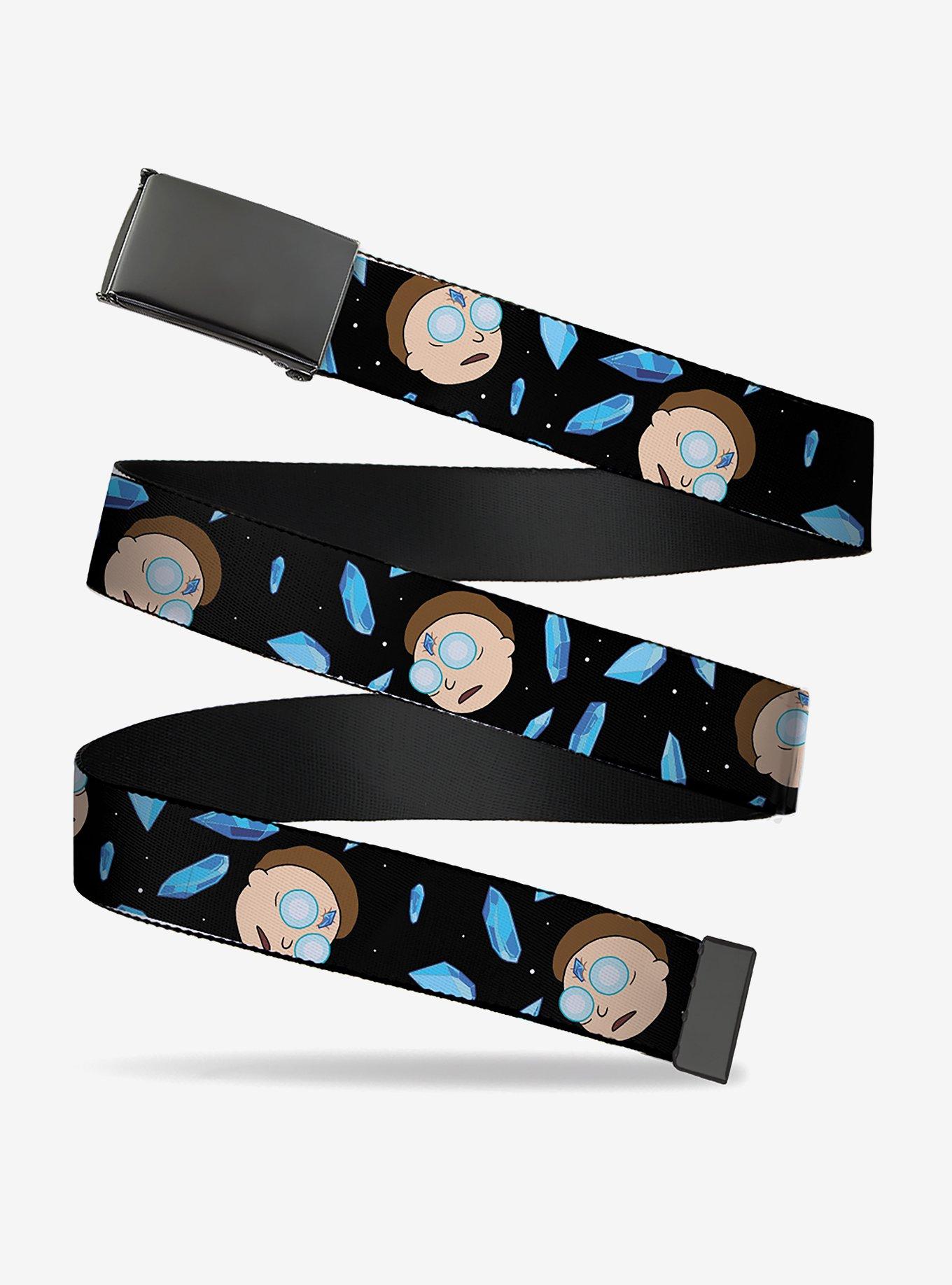 Rick and Morty Death Crystals Morty Expression Black Clamp Buckle Belt, , hi-res
