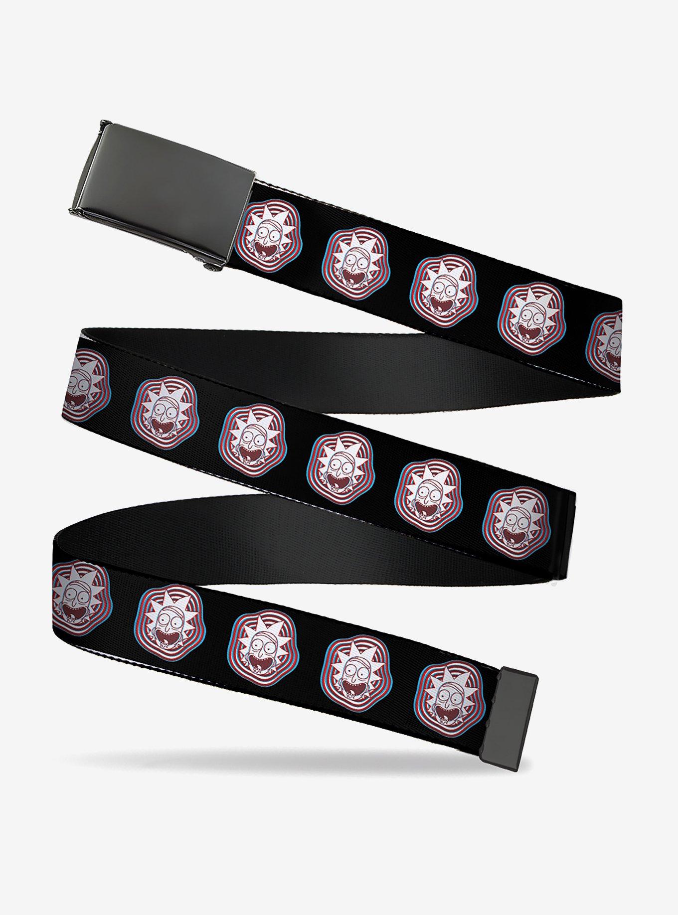 Rick and Morty Rick Vaporwave Bullseye Black Clamp Buckle Belt, , hi-res