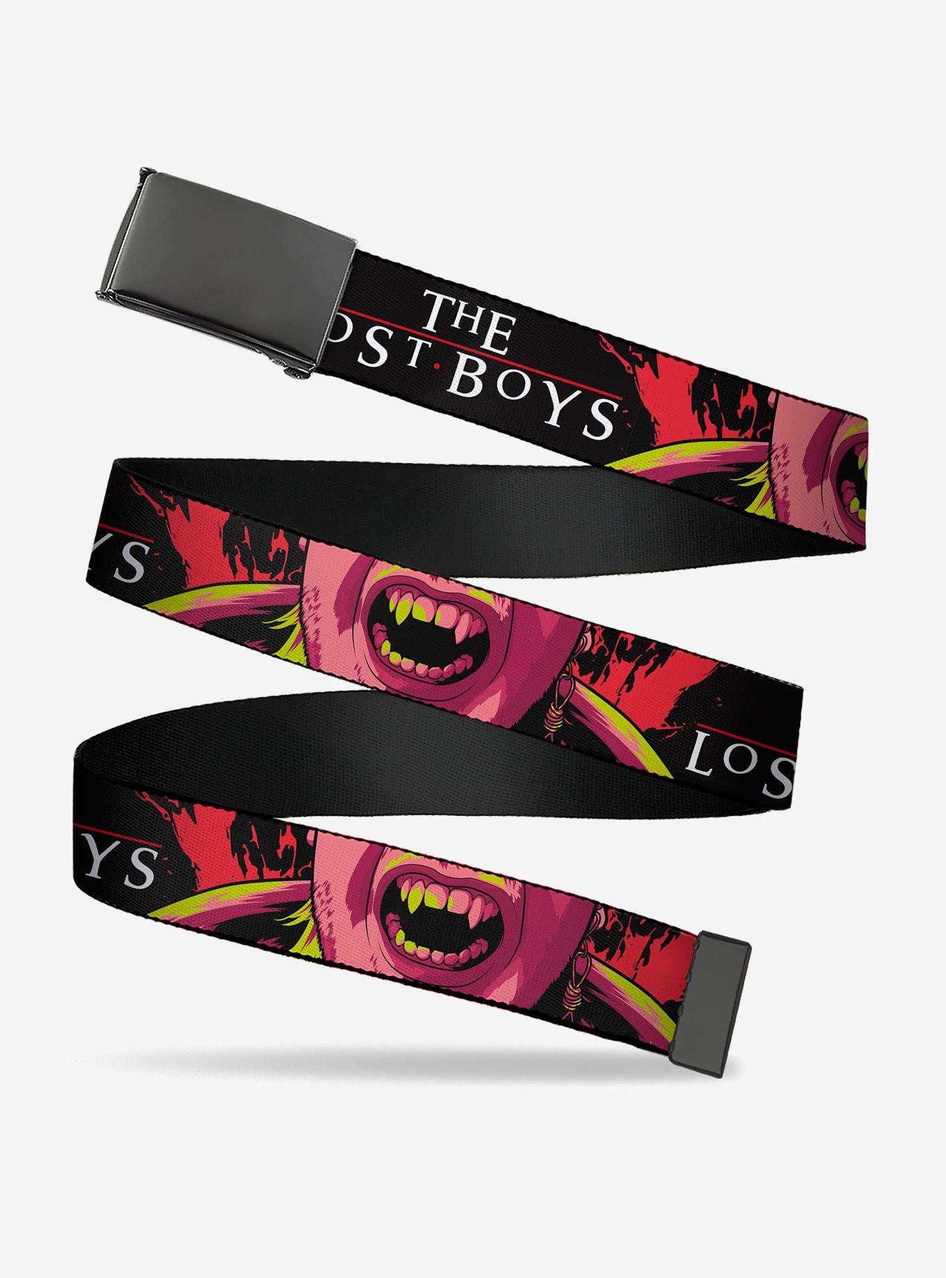 The Lost Boys Teeth Fangs Pose Title Logo Clamp Buckle Belt, , hi-res