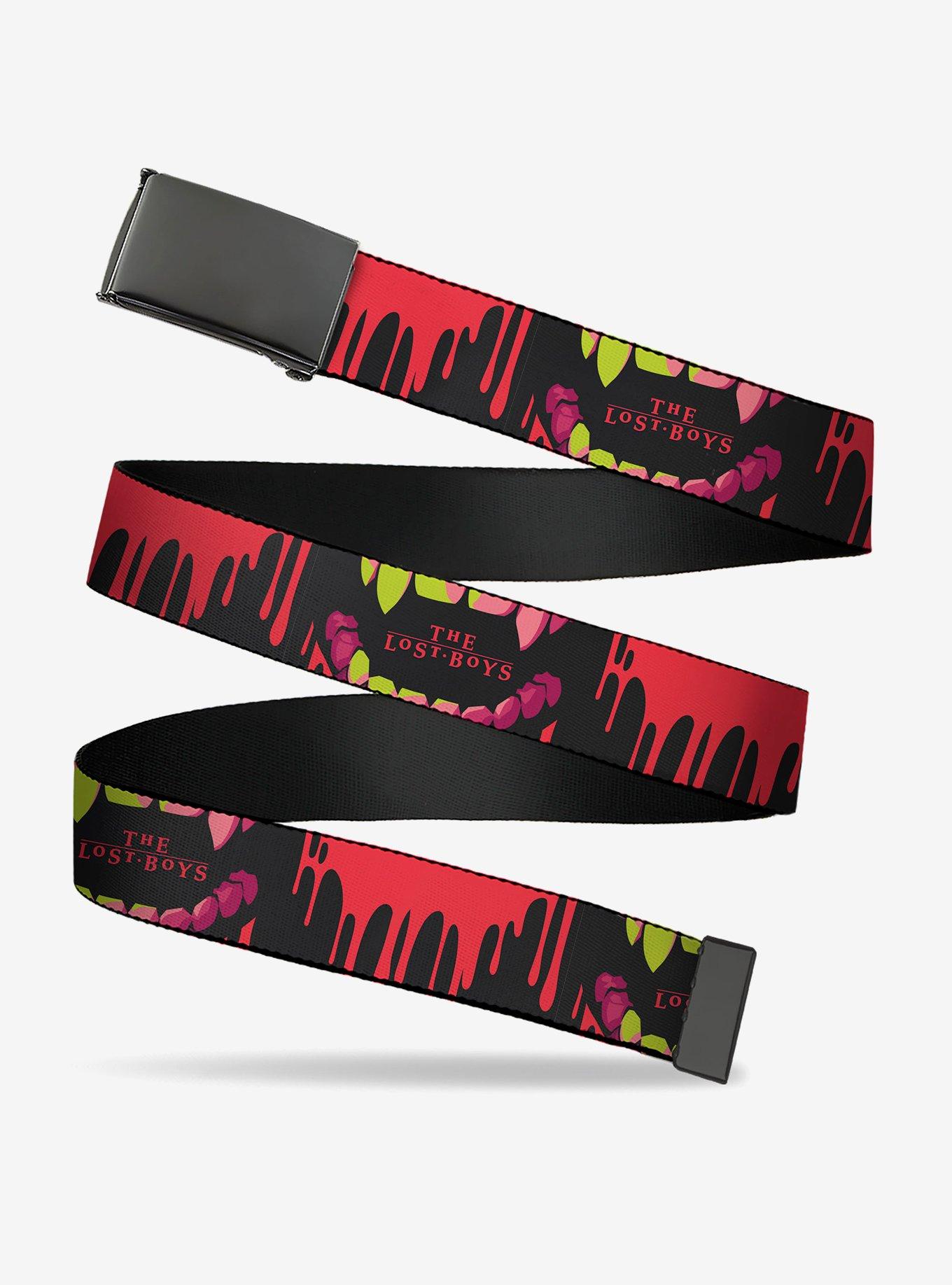 The Lost Boys Teeth Fangs Close Up Logo Clamp Buckle Belt, , hi-res