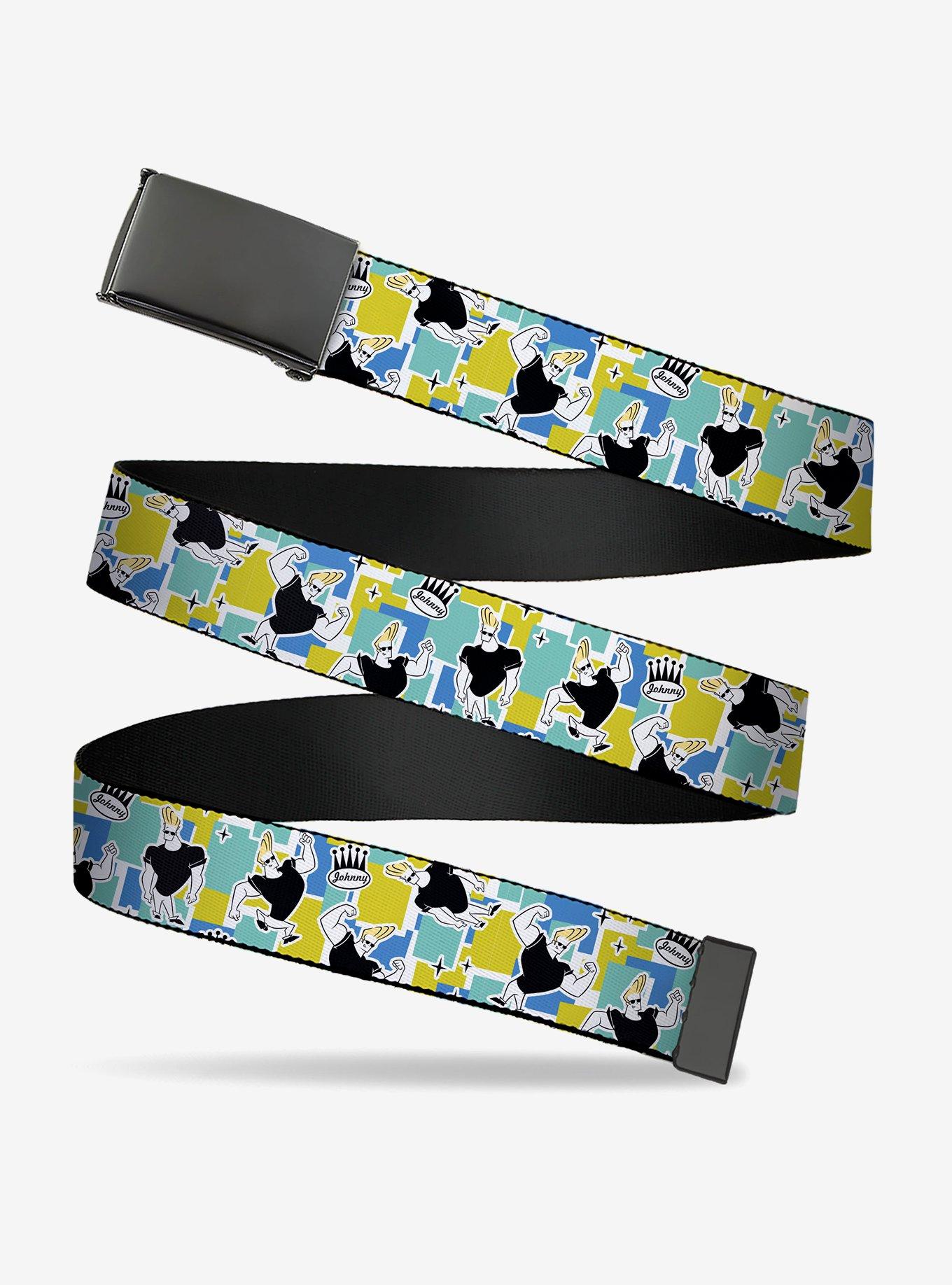 Johnny Bravo Flexing Pose & Icon Collages Clamp Buckle Belt, , hi-res